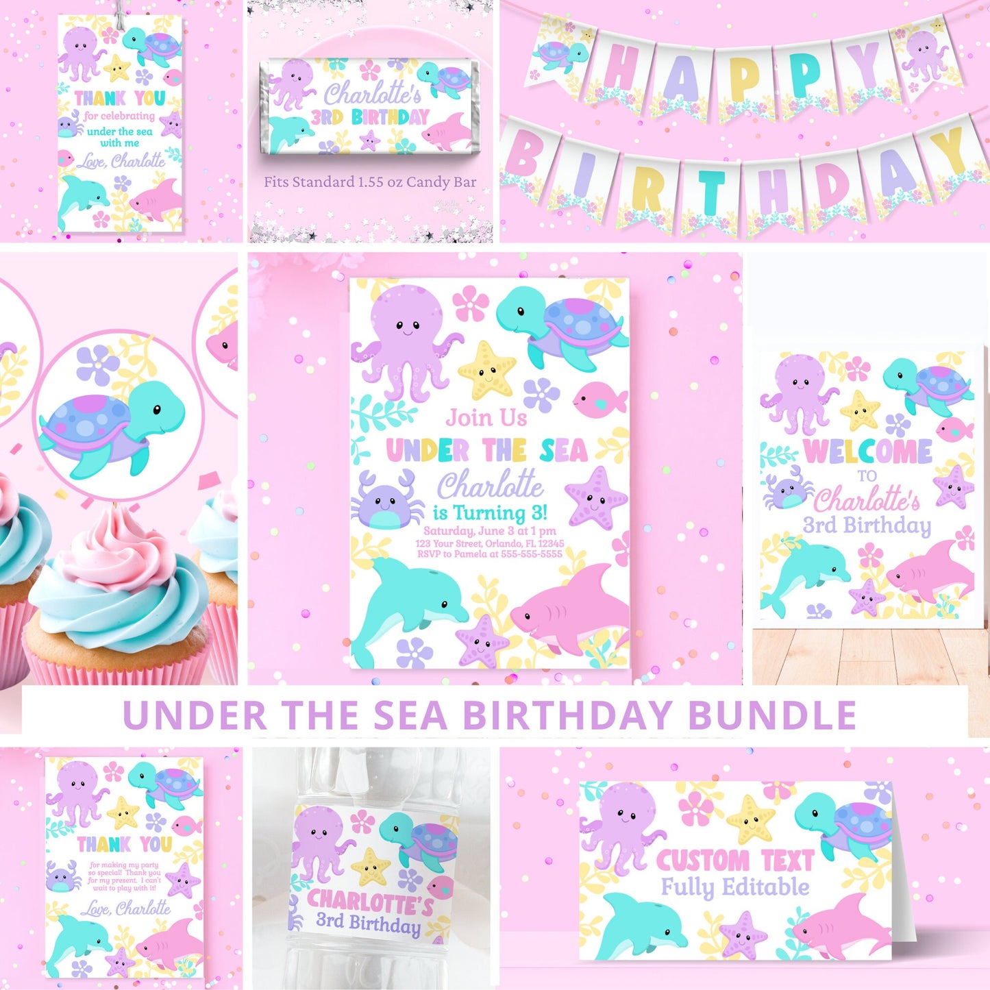 Under the Sea Birthday Party Bundle Under The Sea Invite Under The Sea Bundle Sea Animal Birthday Girl Birthday Party Oneder The Sea UNDE2 Graphic Tee – Fan Favorite · Must-Have Style
