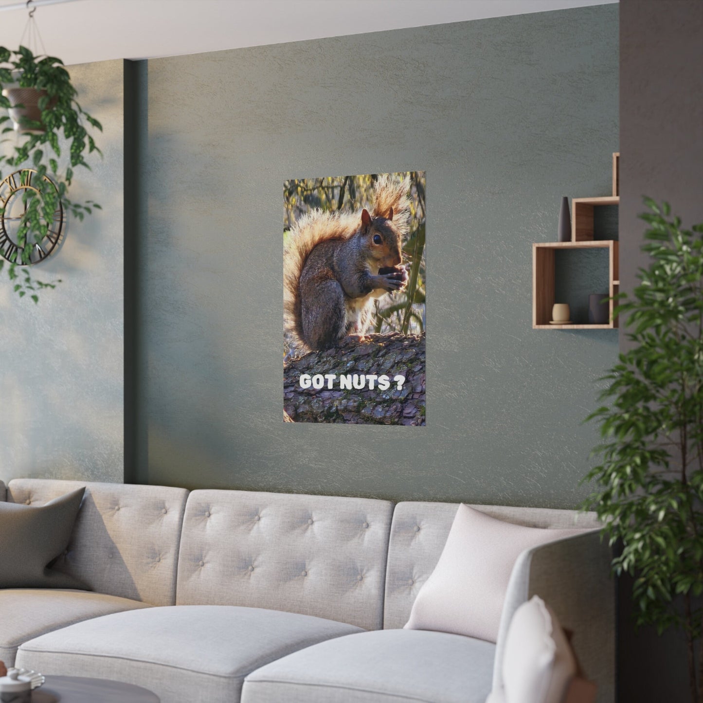 Squirrel Poster Satin Rustic Wall Art Animal Lover Home Cabin RV Decor Gift For Nature Lover Graphic Tee – Bold Style · High-Quality Print