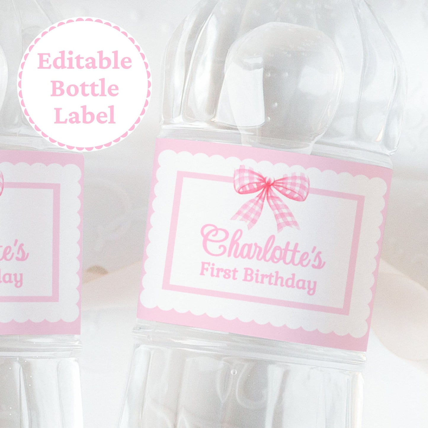 Water Bottle Labels With Bows Pink Bow Water Label First Birthday Girl Water Bottle Wrapper Baby Shower Girl Party Favors Gingham Bow PINK1 Graphic Tee – Cozy Vibes · Great Gift For Fans