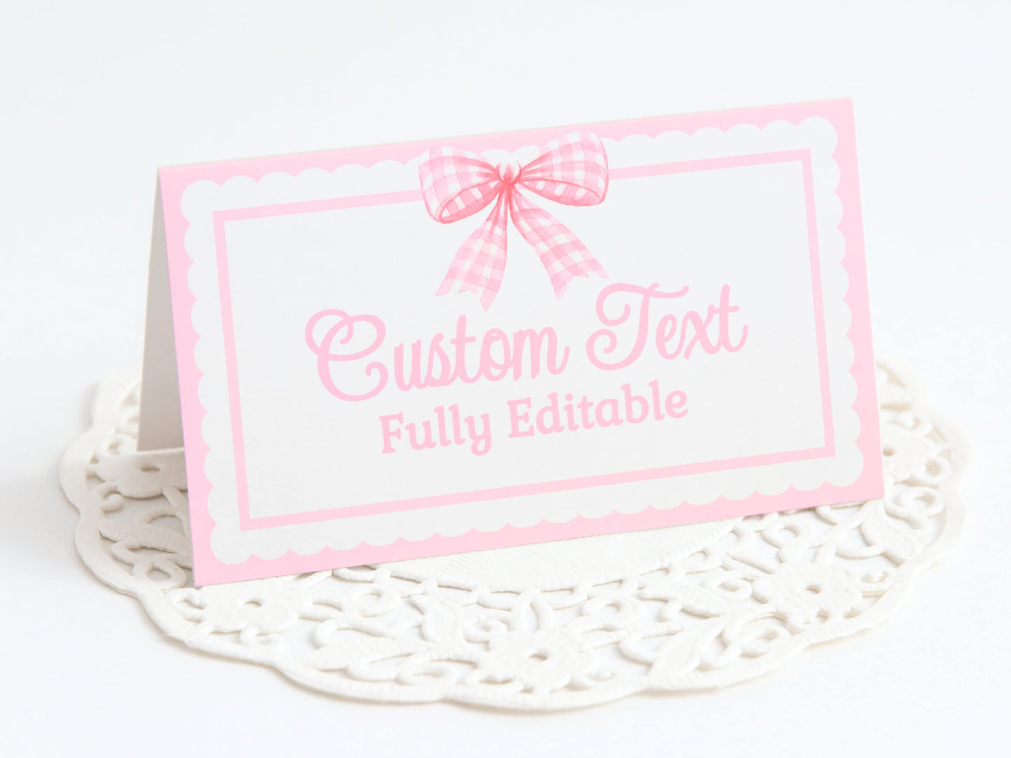 Pink Bow Food Label Pink Bow Birthday Pink Bow Baby Shower Girl Place Card Pink Bow Party Decor Classic Pink Food Tent Cards Gingham PINK1 Graphic Tee – Everyday Comfort · Trending Graphic Apparel