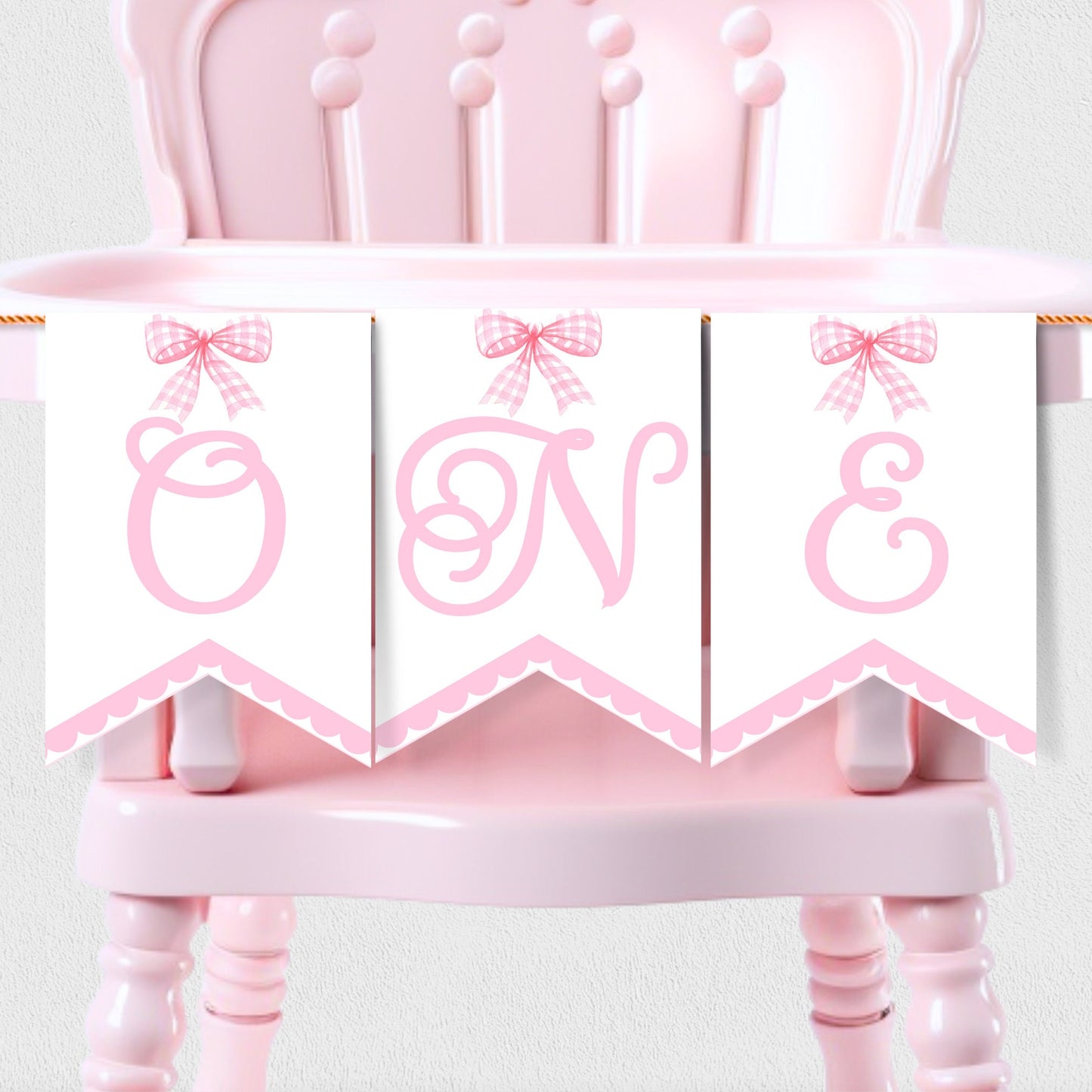 Bow High Chair Banner Girl 1st Birthday Decor Pink Bow Party Highchair Garland Pink Girl Birthday Pink Bow Decor Girl First Birthday PINK1 Graphic Tee – Aesthetic Look · Trending Graphic Apparel
