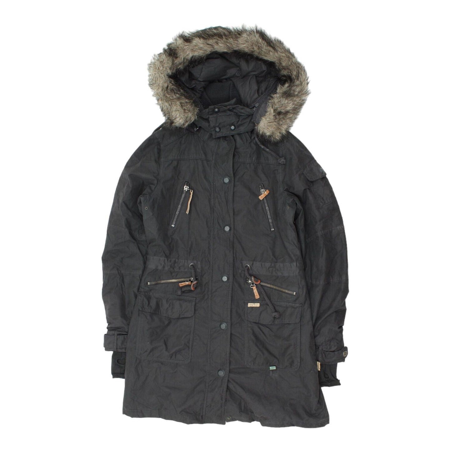 Khujo Womens Long Black Fur Trim Hooded Parka Coat Vintage High End Designer Graphic Tee – Everyday Comfort · Top Pick For Any Outfit