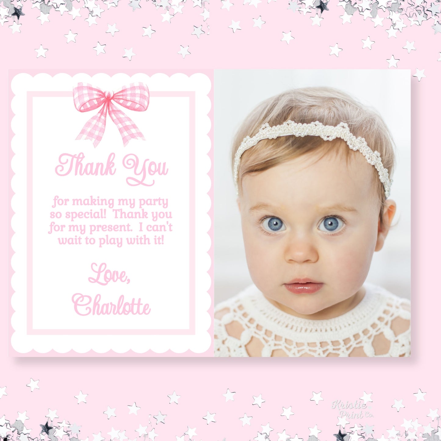Pink Bow Thank You Cards Birthday Thank You Girl Baby Shower Pink Bow Thank You Card With Picture Girl Thank You Cards Classic Pink PINK1 Graphic Tee – Premium Graphic · Must-Have Style