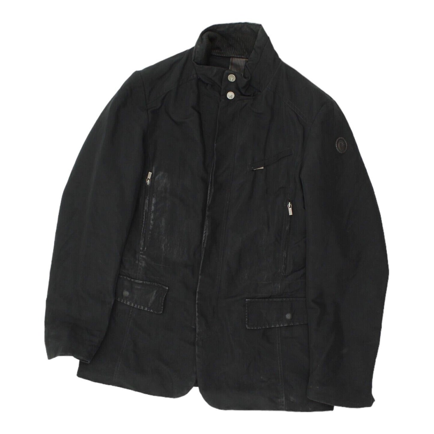 Trussardi Mens Black Quilted Coat Vintage Luxury Designer Nylon Cotton Jacket Graphic Tee – Aesthetic Look · Must-Have Style