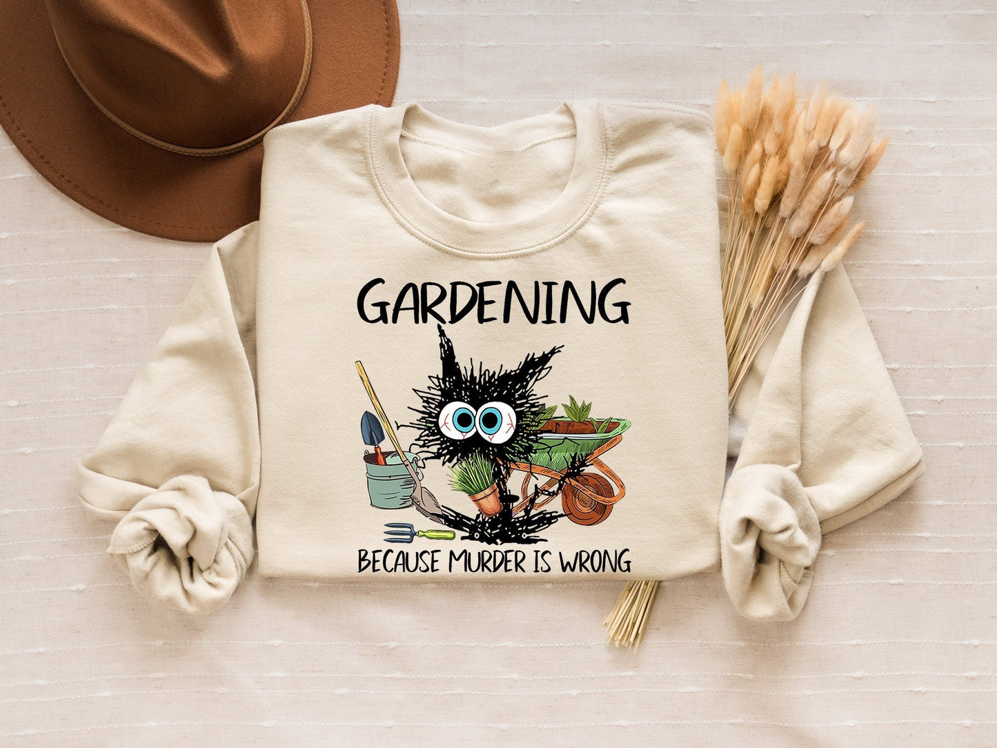 Gardening Because Murder Is Wrong Gardening Shirt Black Cat Gardening Shirt Black Cat Shirt Funny Gardening Shirt Gardening Lover Graphic Tee – Easygoing Wear · Top Pick For Any Outfit