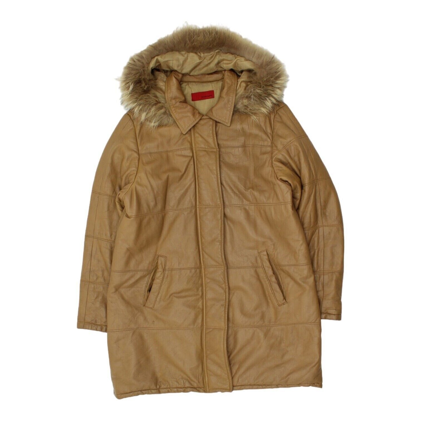 Studio Kappa Womens Brown Leather Quilted Fur Hood Parka Coat Vintage Designer Graphic Tee – Premium Graphic · Perfect For Daily Wear