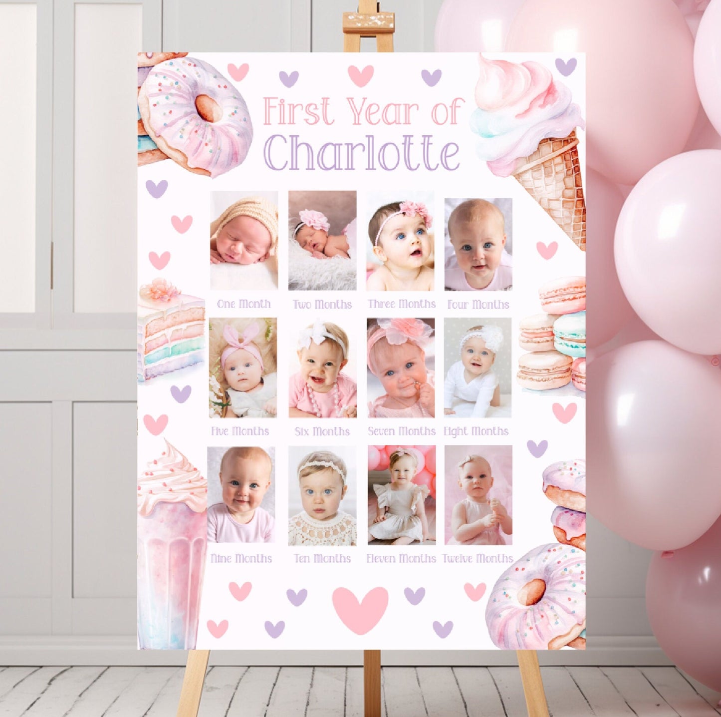One Sweet Year Photo Board Sweet One Birthday Milestone Poster First Birthday Sign Baby39s First Year Milestone 1st Birthday Girl Cute SWE1 Graphic Tee – Bold Style · Top Pick For Any Outfit