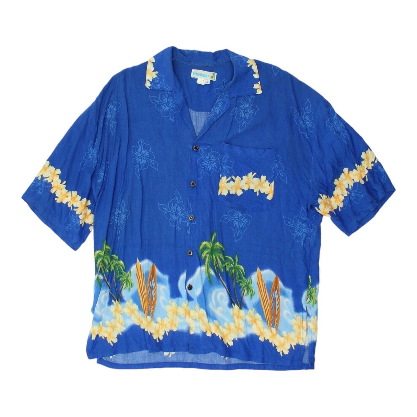 Fun Wear Mens Blue Short Sleeve Hawaiian Shirt Vintage Casual Summer Top VTG Graphic Tee – Warm & Stylish · High-Quality Print