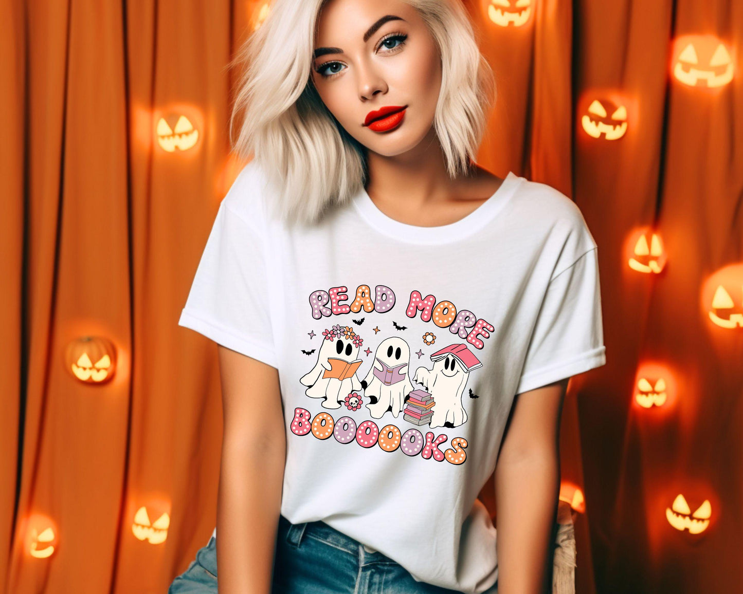 Halloween Ghost Shirt Read More Books Spooky Teacher ShirtTeacher Halloween ShirtSpooky Teacher TeeRetro Halloween Teacher Ghost Shirt Graphic Tee – Cozy Vibes · Must-Have Style