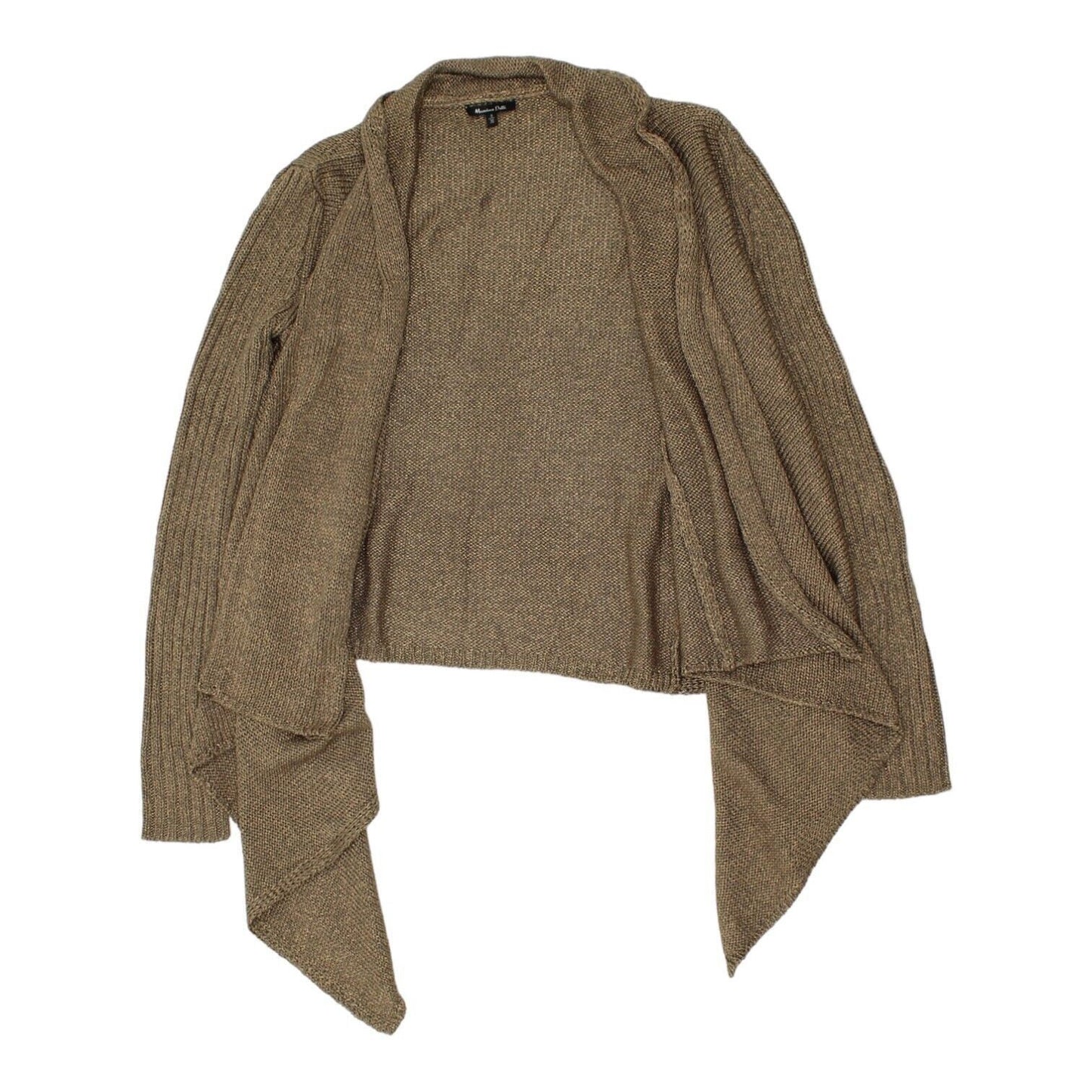 Massimo Dutti Womens Gold Brown Buttonless Knit Jacket Vintage Designer VTG Graphic Tee – Bold Style · Must-Have Style