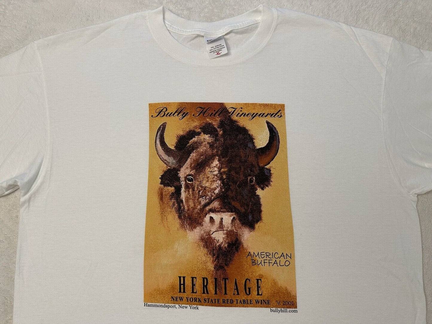 Vintage Y2K 2001 Bully Hill Vineyards American Buffalo Red Wine T Shirt XL NEW Graphic Tee – Fan Favorite · High-Quality Print