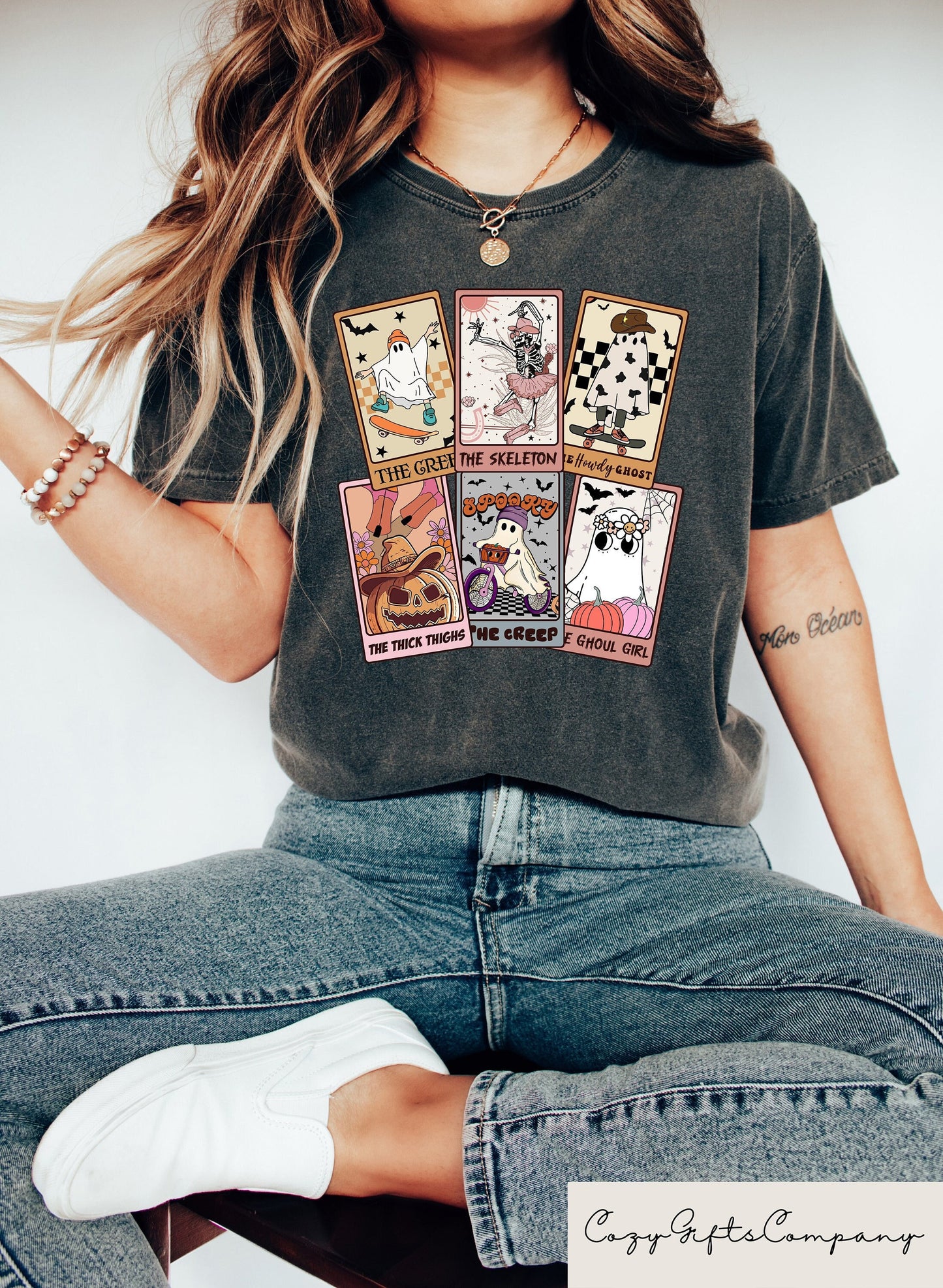 Ghost Tarot Card Halloween Shirt Retro Halloween Tshirt Ghost Halloween T Shirt For Women Spooky Season Halloween Gift Ghost Sweatshirt Sweatshirt – Aesthetic Look · Great Gift For Fans