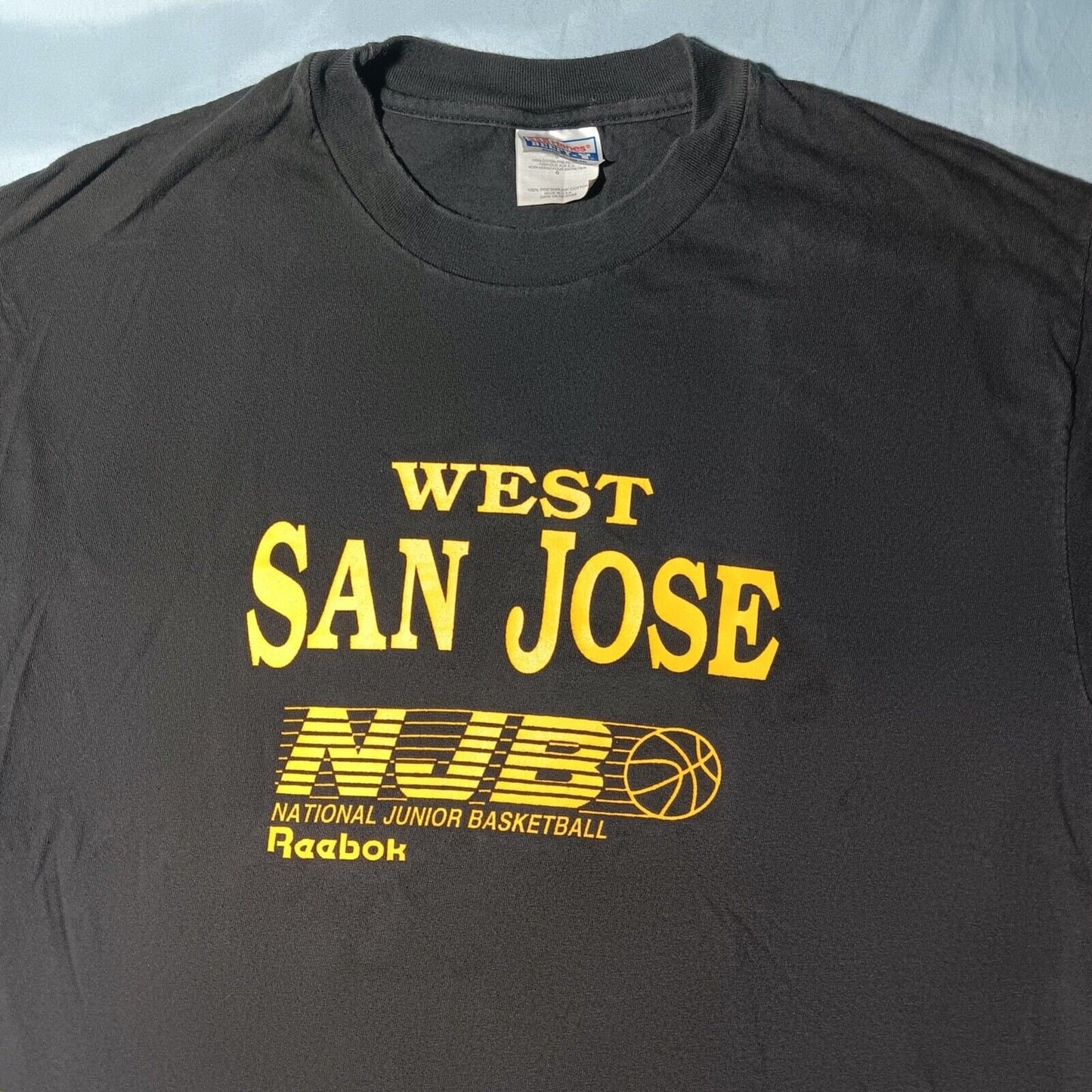 Vintage 1990s National Junior Basketball San Jose California Reebok T shirt L Graphic Tee – Bold Style · High-Quality Print