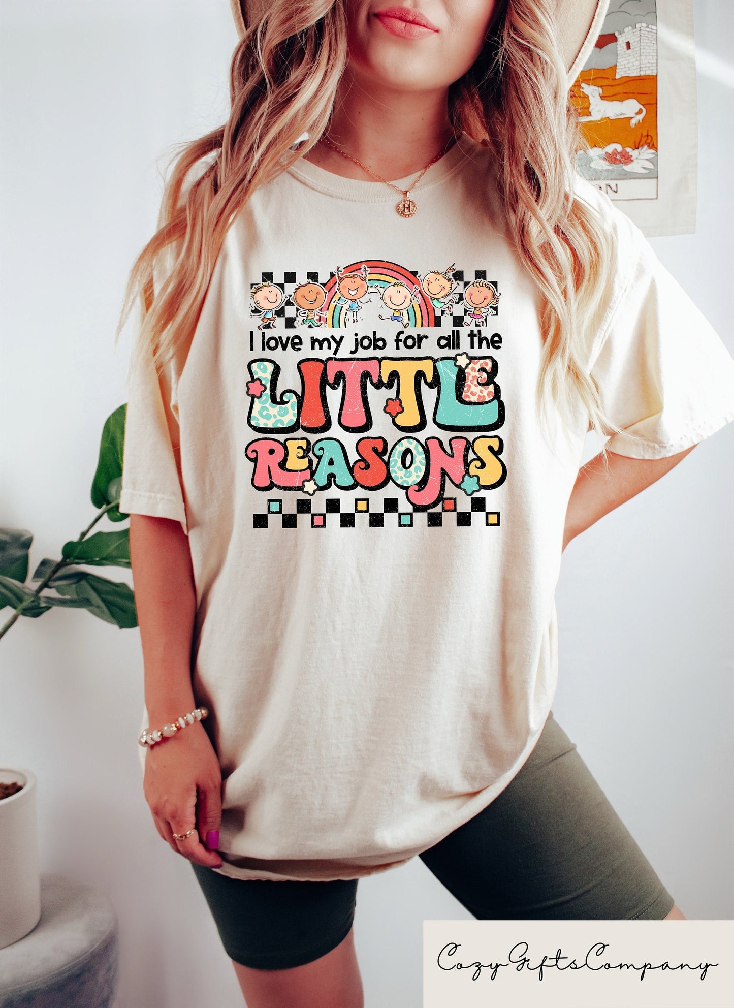 I Love My Job For All The Little Reasons Shirt Checkered Teacher Tee Retro Comfort Teacher Tshirt Gift For Teacher First Day Of School Graphic Tee – Cozy Vibes · Perfect For Daily Wear