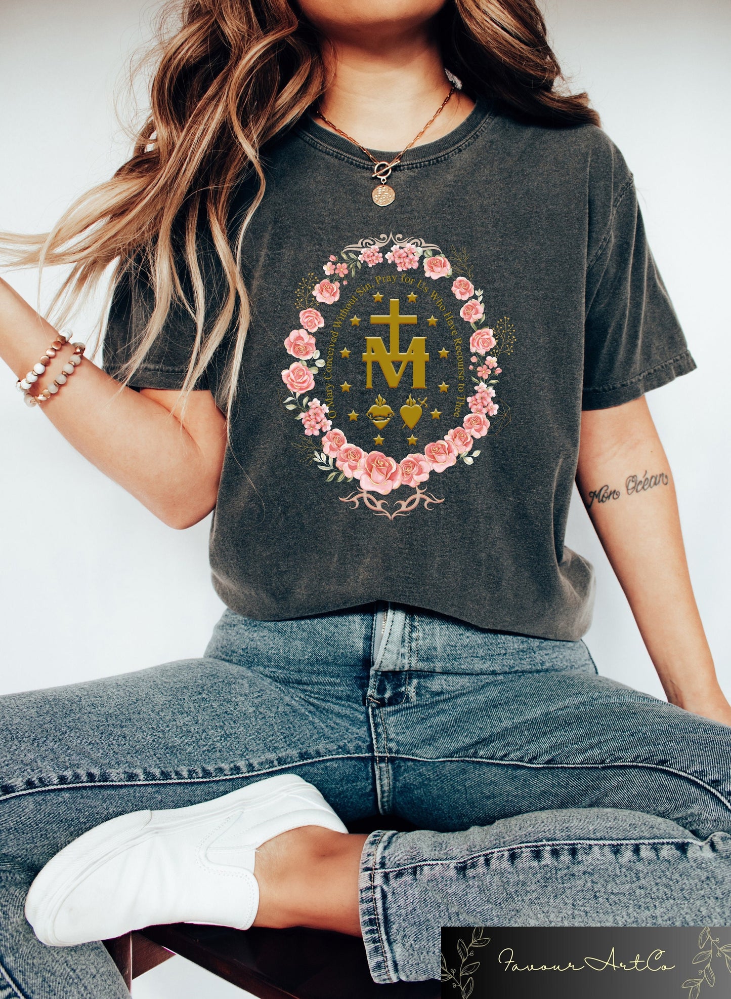 Marian Catholic T Shirt Virgin Mary Shirt Catholic Gifts For Women Catholic Sweatshirt Marian Cross Shirt Floral Women Religious Shirts Sweatshirt – Cozy Vibes · Perfect For Daily Wear