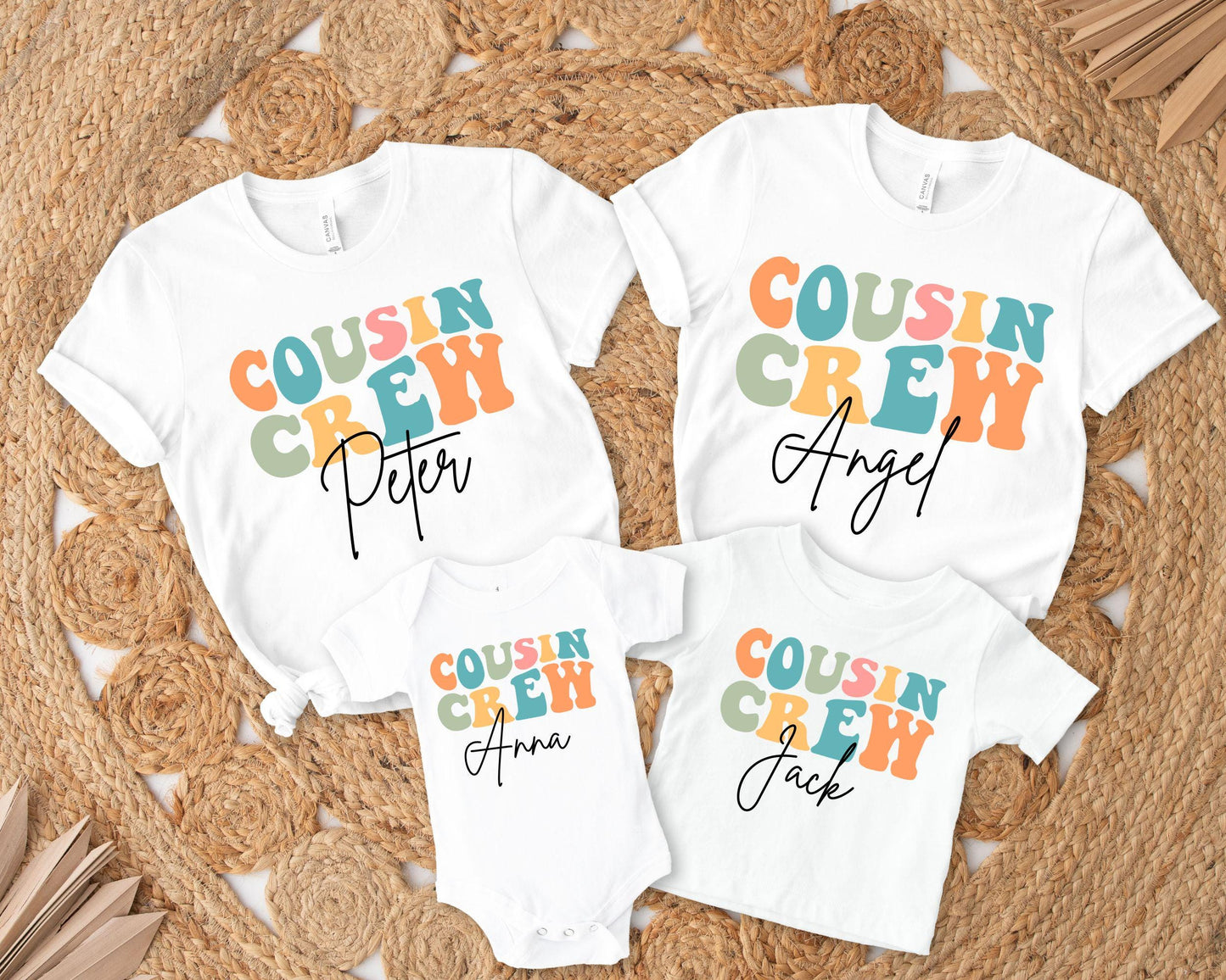 Personalized Groovy Cousin Crew Kids Shirt Retro Custom Matching Cousins Shirts Cousin Trip Tee Boho Natural Kids Youth Adult Shirts Graphic Tee – Soft Feel · High-Quality Print