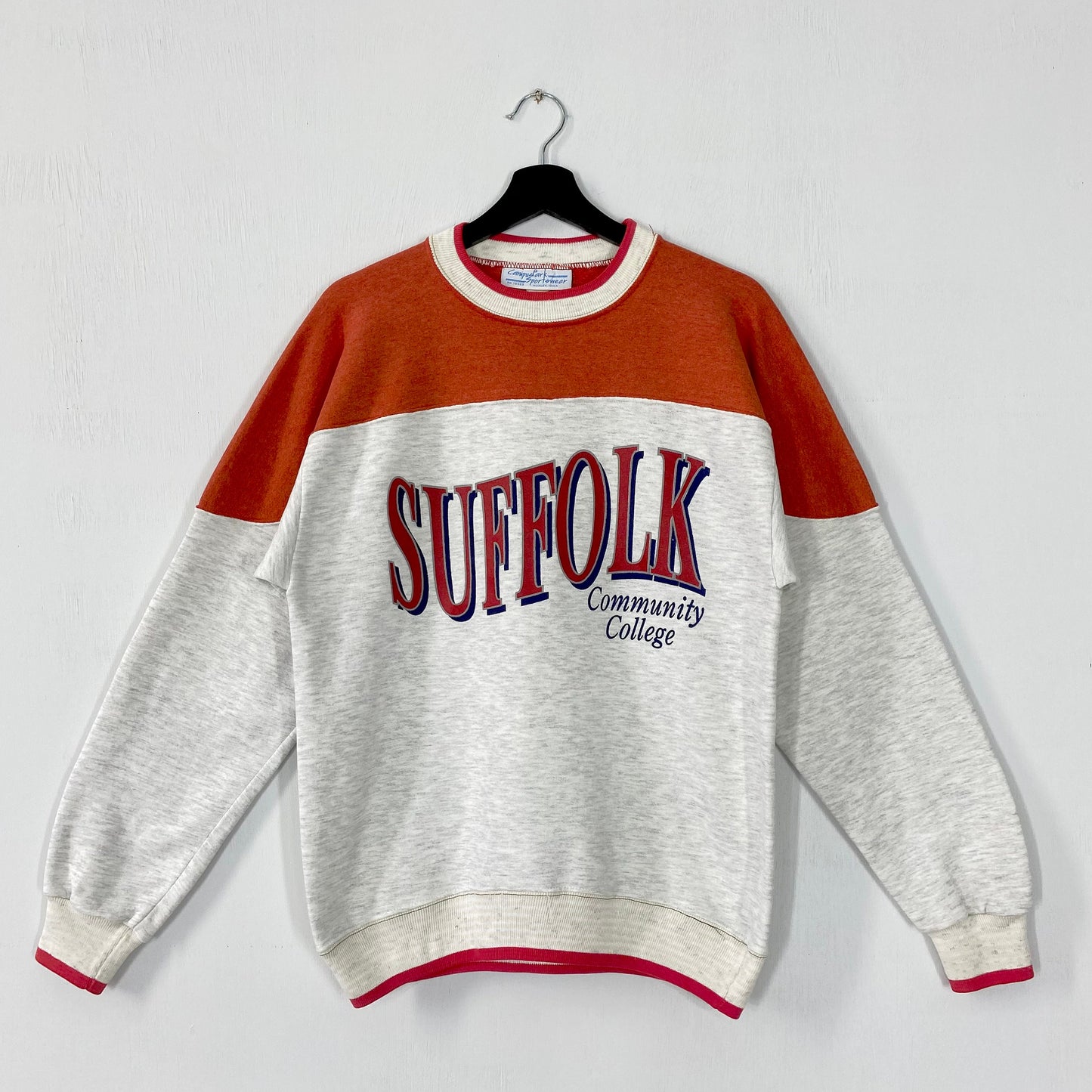 Vintage 90s Suffolk Community College Sweatshirt Suffolk Community College Crewneck Suffolk Sweater Pullover Suffolk Print Logo Grey Small Sweatshirt – Easygoing Wear · High-Quality Print