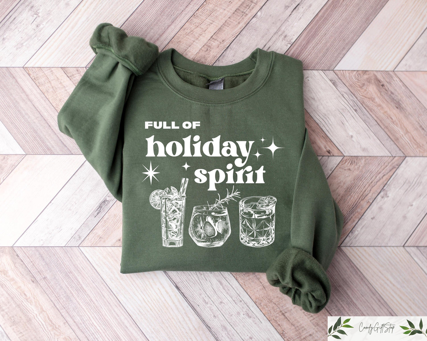 Full Of Holiday Spirit Sweatshirt Christmas Spirits Sweater Christmas Gifts Xmas Tee Christmas Drinks Shirt Christmas Wine Crewneck Sweatshirt – Fan Favorite · Perfect For Daily Wear