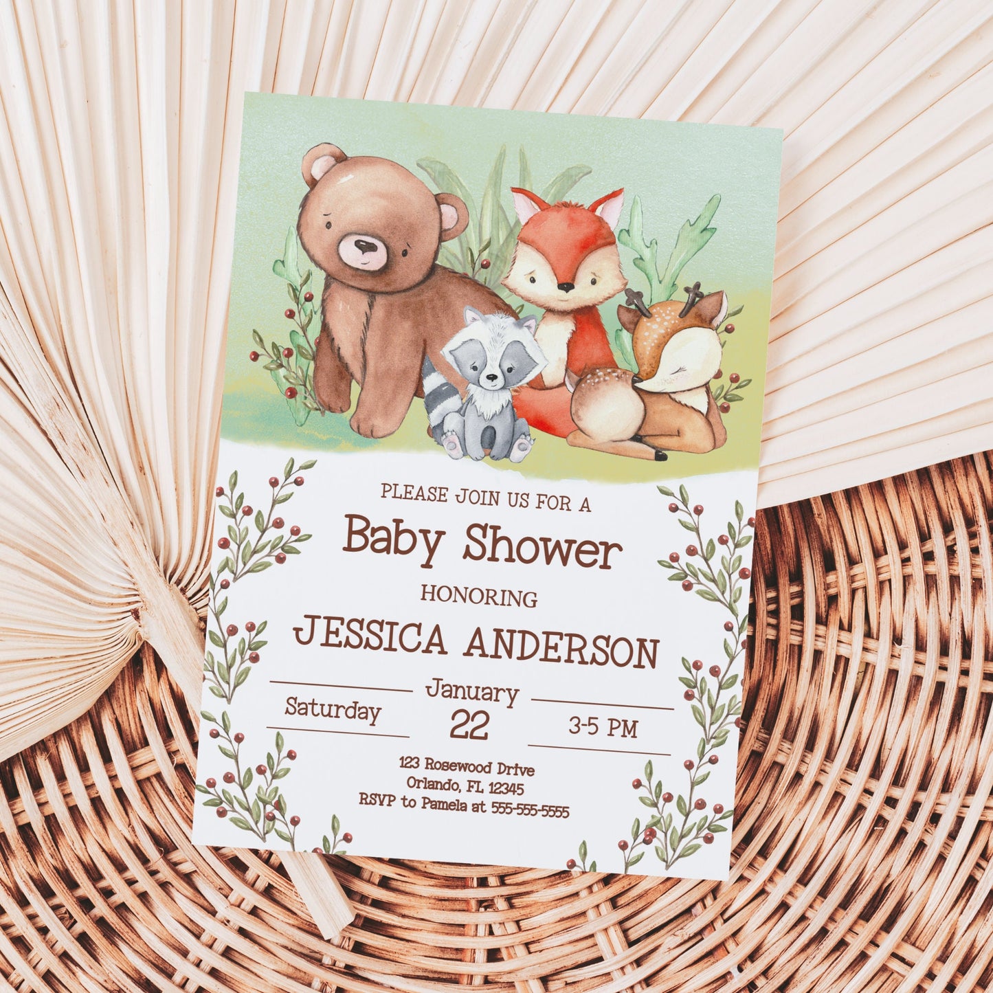 Woodland Animals Shower Invitation Woodland Baby Shower Editable Invitation Forest Baby Shower Invite Woodland Invitation Gender Neutral WL3 Graphic Tee – Everyday Comfort · Great Gift For Fans