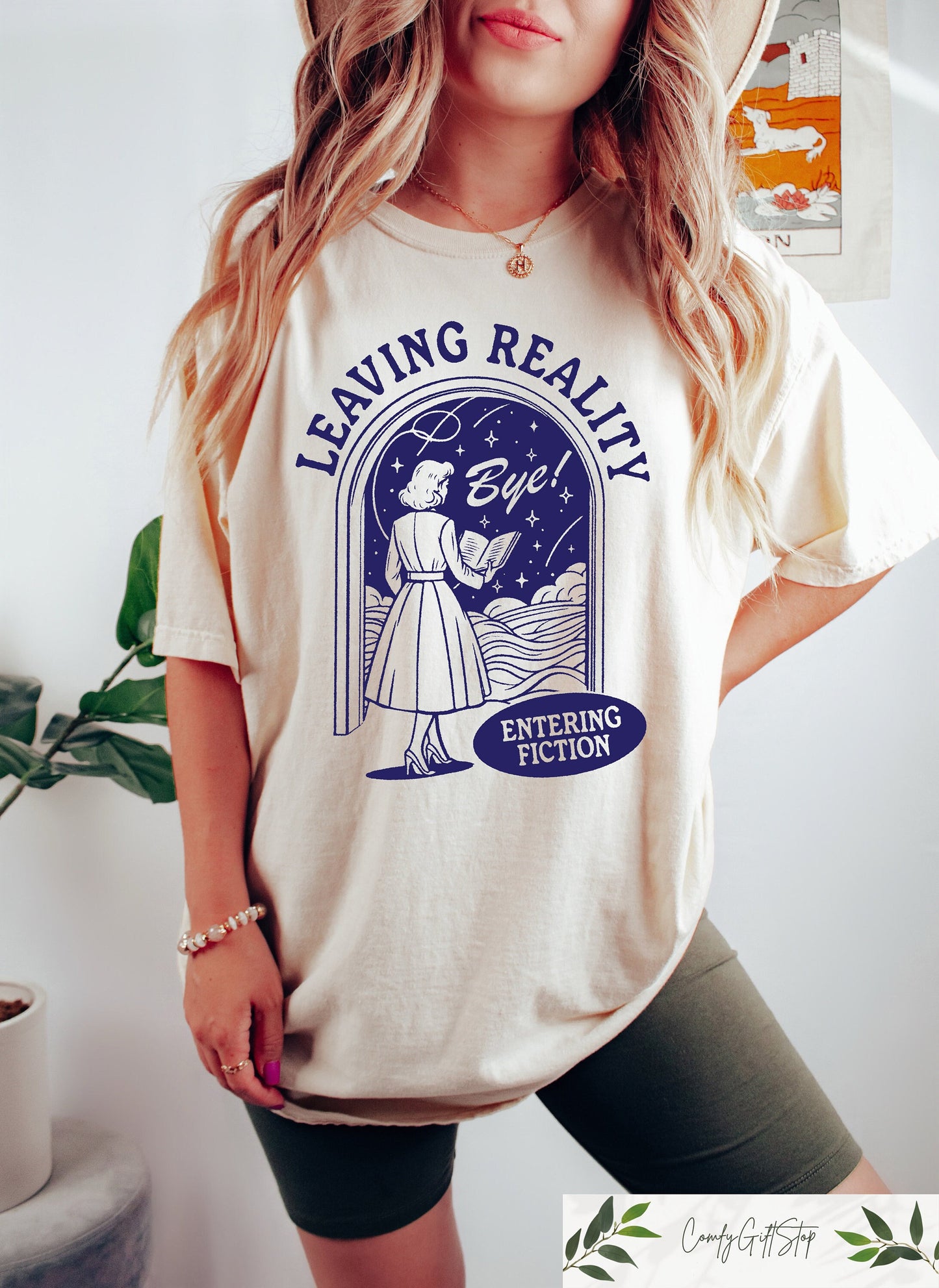 Leaving Reality Entering Fiction Shirt Womens Reading Tshirt Book Lover Gift Teacher Reading Tee Gift For Bookworm Trendy Reading Gift Graphic Tee – Easygoing Wear · Must-Have Style