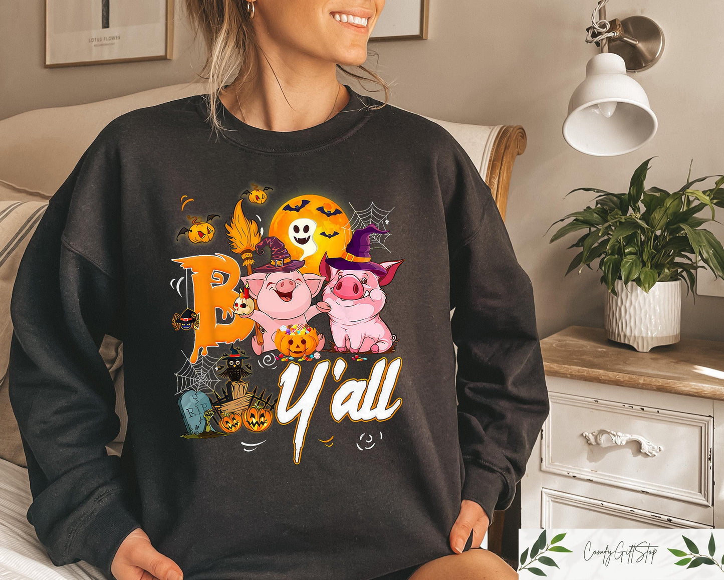 Halloween Sweatshirt Ghost Pig Sweatshirt Halloween Crewneck Ghost Shirt Pig Lover Gift Funny Halloween Pig Sweatshirt Halloween Squad Sweatshirt – Premium Graphic · Perfect For Daily Wear