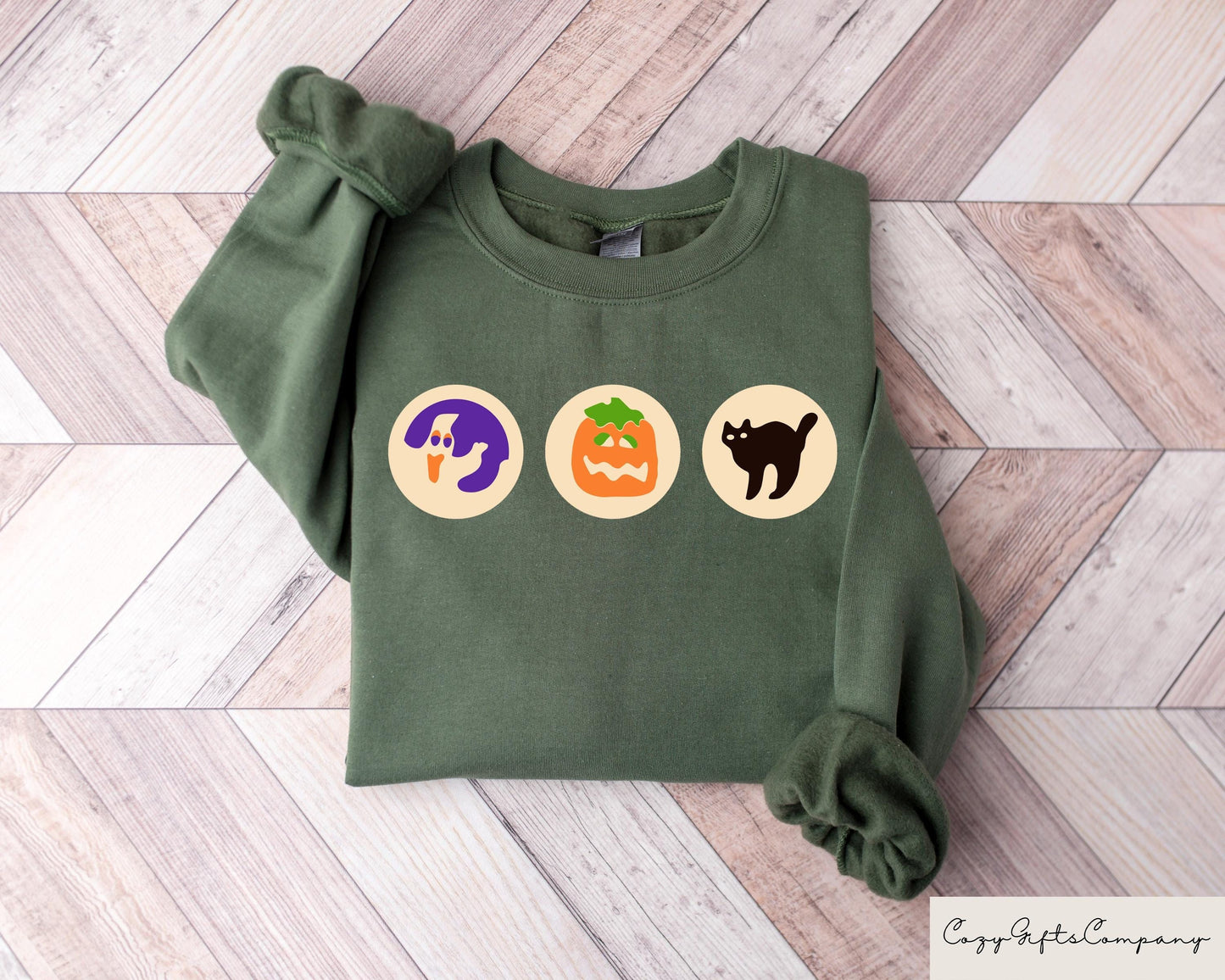 Halloween Sugar Cookie Sweatshirt Spooky Cat Pumpkin Boo Ghost Crewneck Halloween Cookies Tee Cute Trick Or Treat Snacks Halloween Gift Sweatshirt – Bold Style · Top Pick For Any Outfit