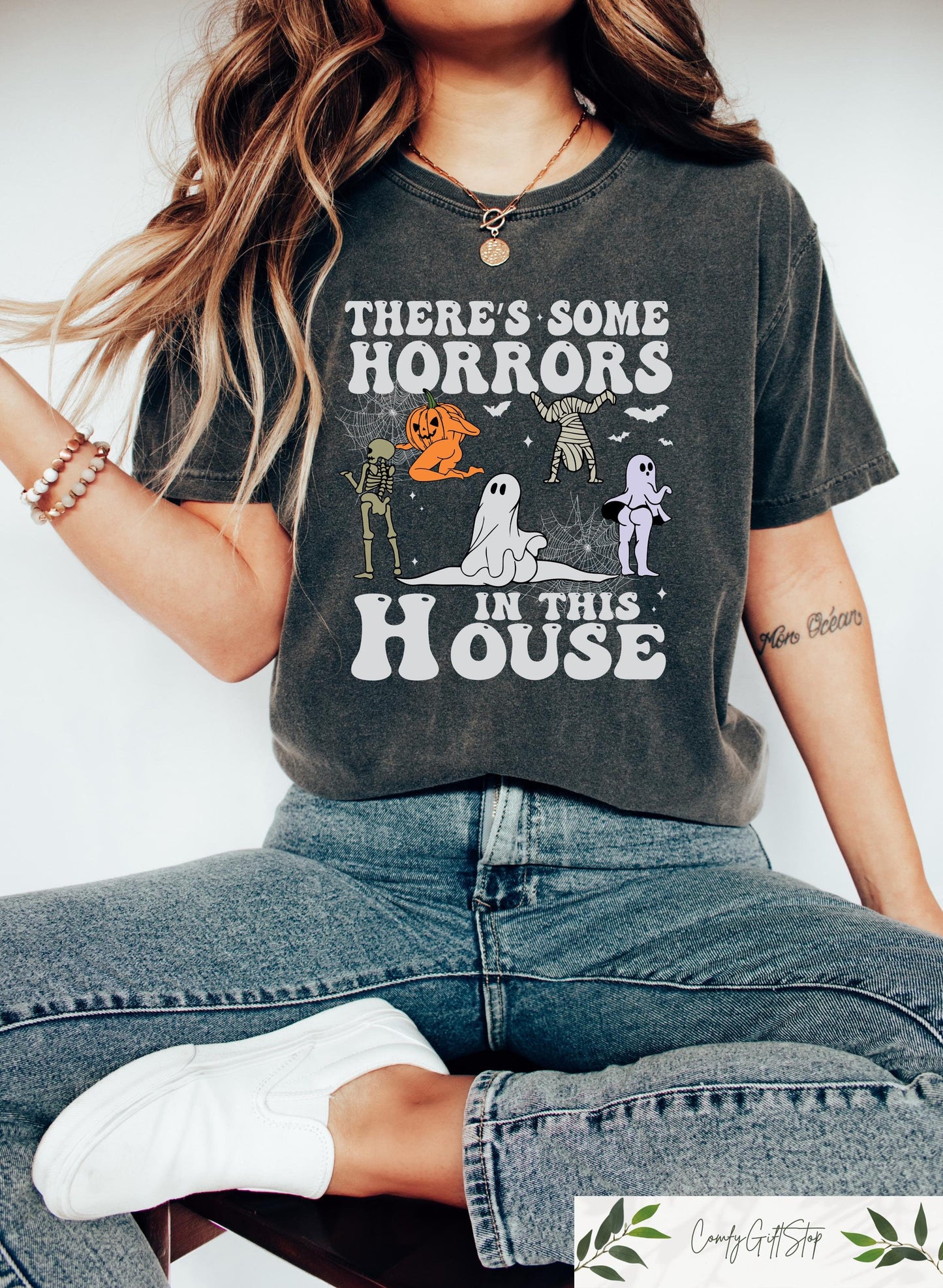 Theres Some Horrors In This House Shirt Retro Halloween Shirt Funny Halloween Sweatshirt Trendy Halloween Gift Halloween Party Shirts Sweatshirt – Bold Style · Top Pick For Any Outfit