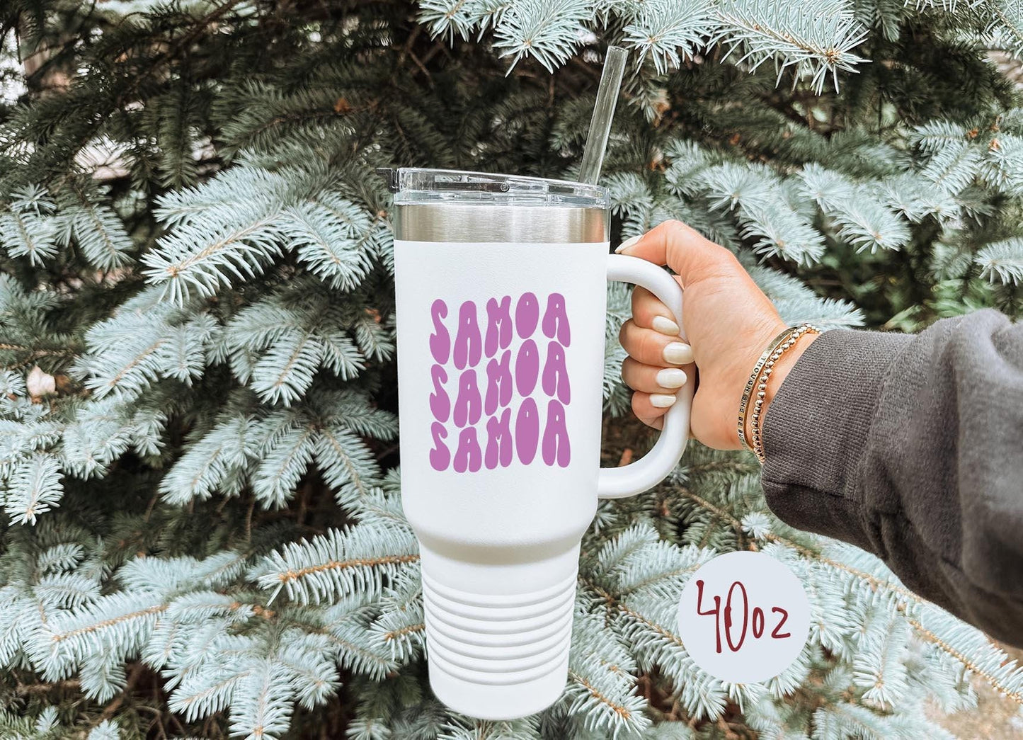 Samoa Samoan Tumbler 40oz Cup With Straw Gifts Insulated Cup Travel Mug Graphic Tee – Fan Favorite · Great Gift For Fans
