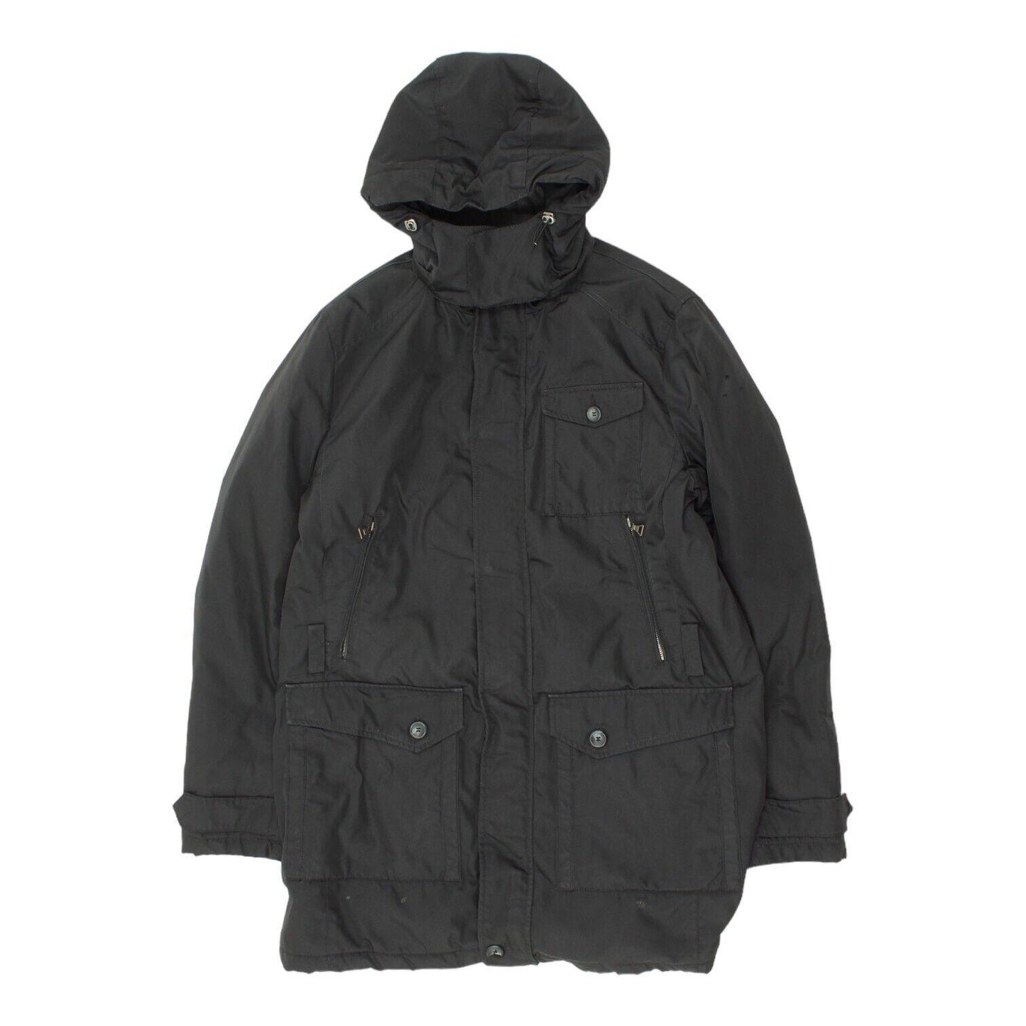 Belfe Mens Black Quilted Hooded Coat Vintage High End Designer Jacket VTG Graphic Tee – Premium Graphic · High-Quality Print