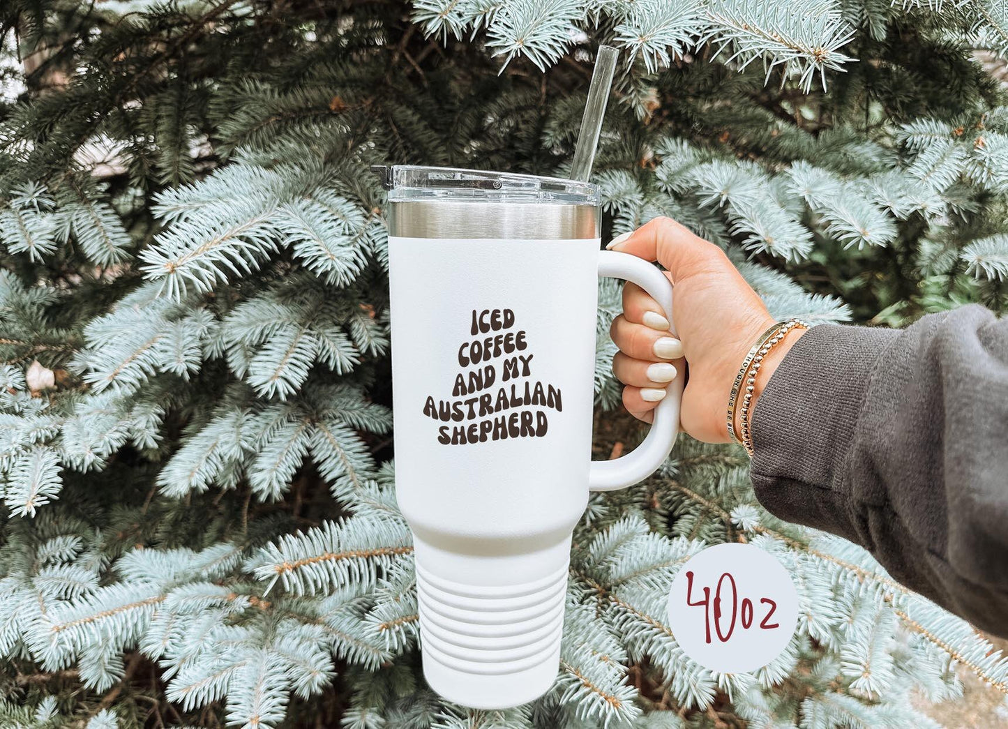 Australian Shepherd Dog Mom Tumbler 40oz Cup Gifts With Straw Insulated Cup Travel Mug Graphic Tee – Soft Feel · Great Gift For Fans