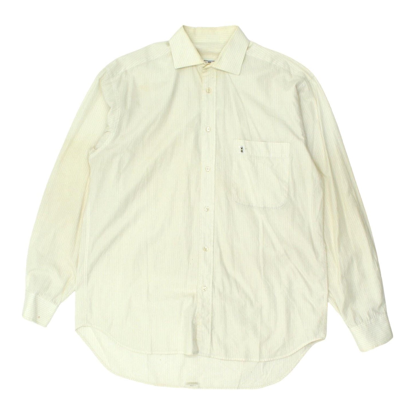 Oliver by Valentino White Yellow Striped Mens Button Up Shirt Vintage High End Graphic Tee – Soft Feel · Must-Have Style