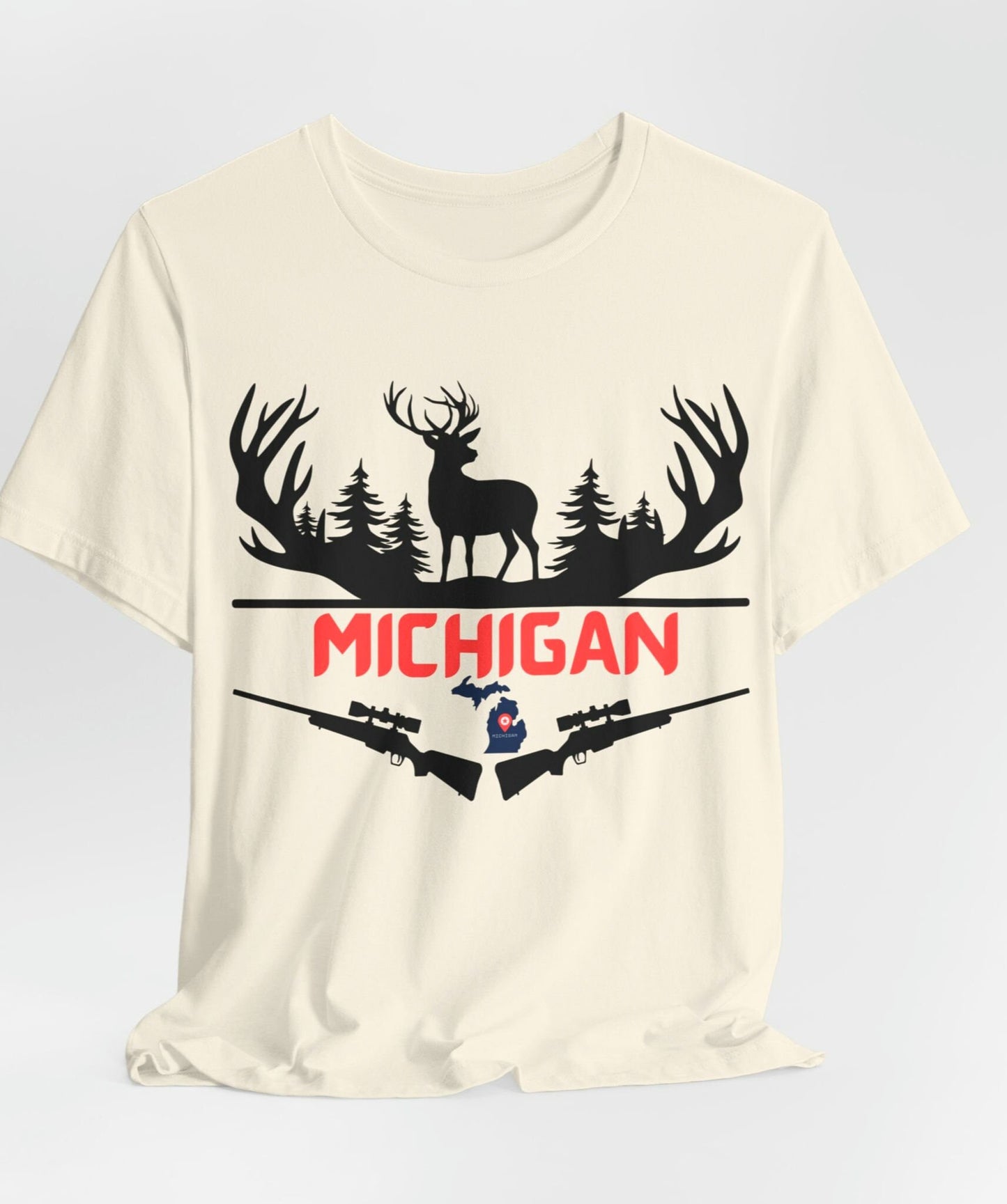 Michigan Hunting Shirt Whitetail Deer Gun Hunting Michigan T Shirt High Quality Tee For Michigan Hunters Unisex Jersey Short Sleeve Tee Jersey – Feel-Good Design · High-Quality Print