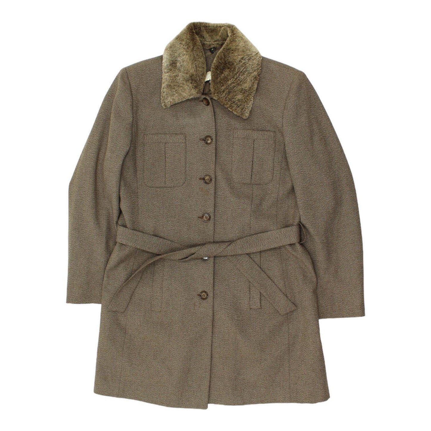 Naf Naf Womens Brown Mid Length Button Up Fur Trim Jacket Vintage Designer VTG Graphic Tee – Fan Favorite · Must-Have Style