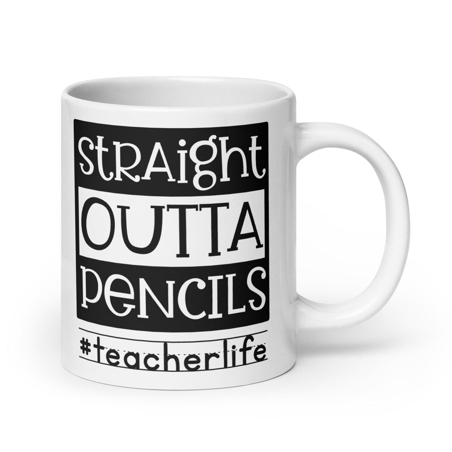 Straight Outta Pencils TeacherLife BackToSchool White glossy mug Graphic Tee – Aesthetic Look · Top Pick For Any Outfit