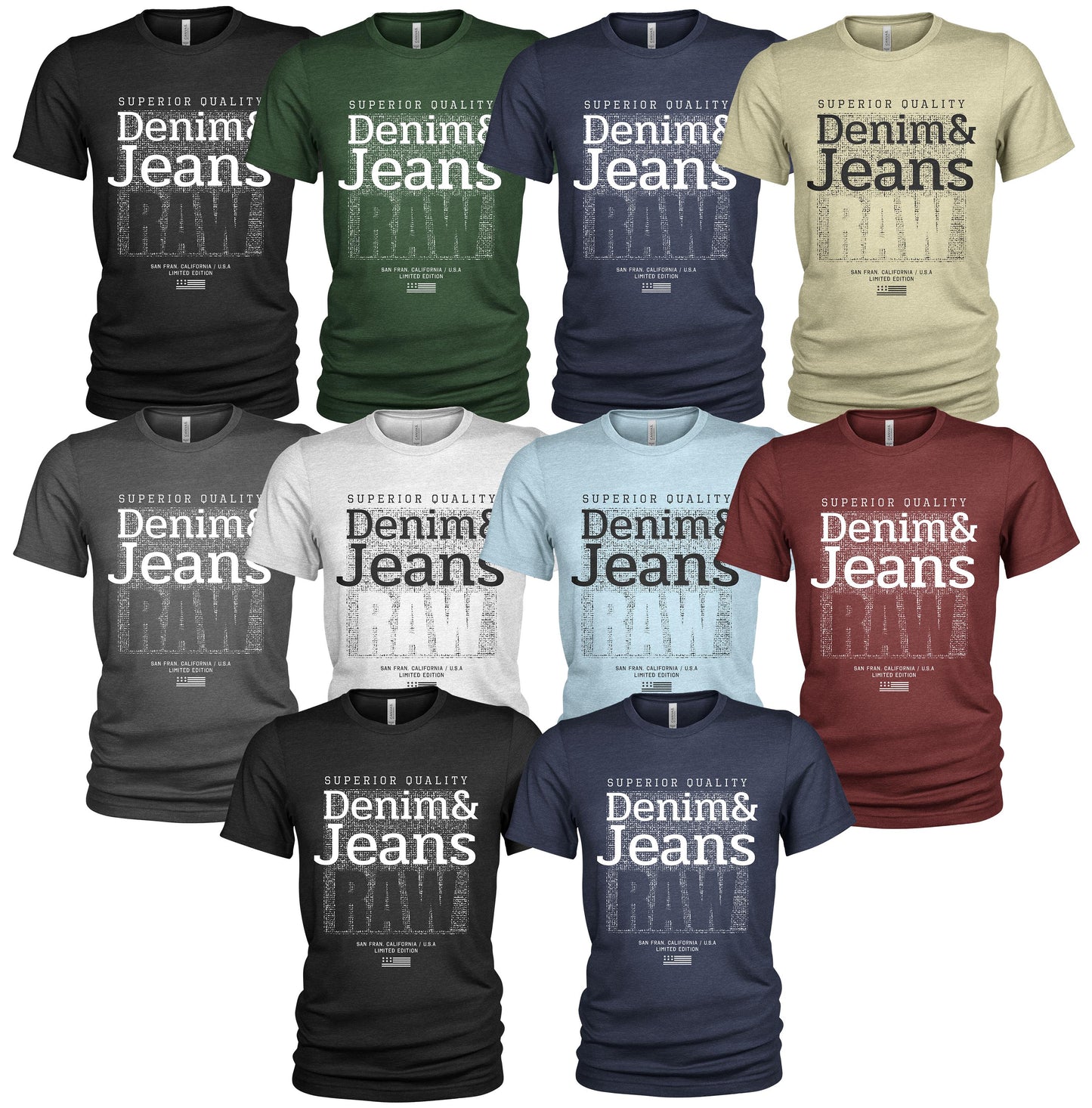 10 Pack Union Made Raw Denim Men39s Casual Crew Neck T Shirts Graphic Tee – Easygoing Wear · Top Pick For Any Outfit