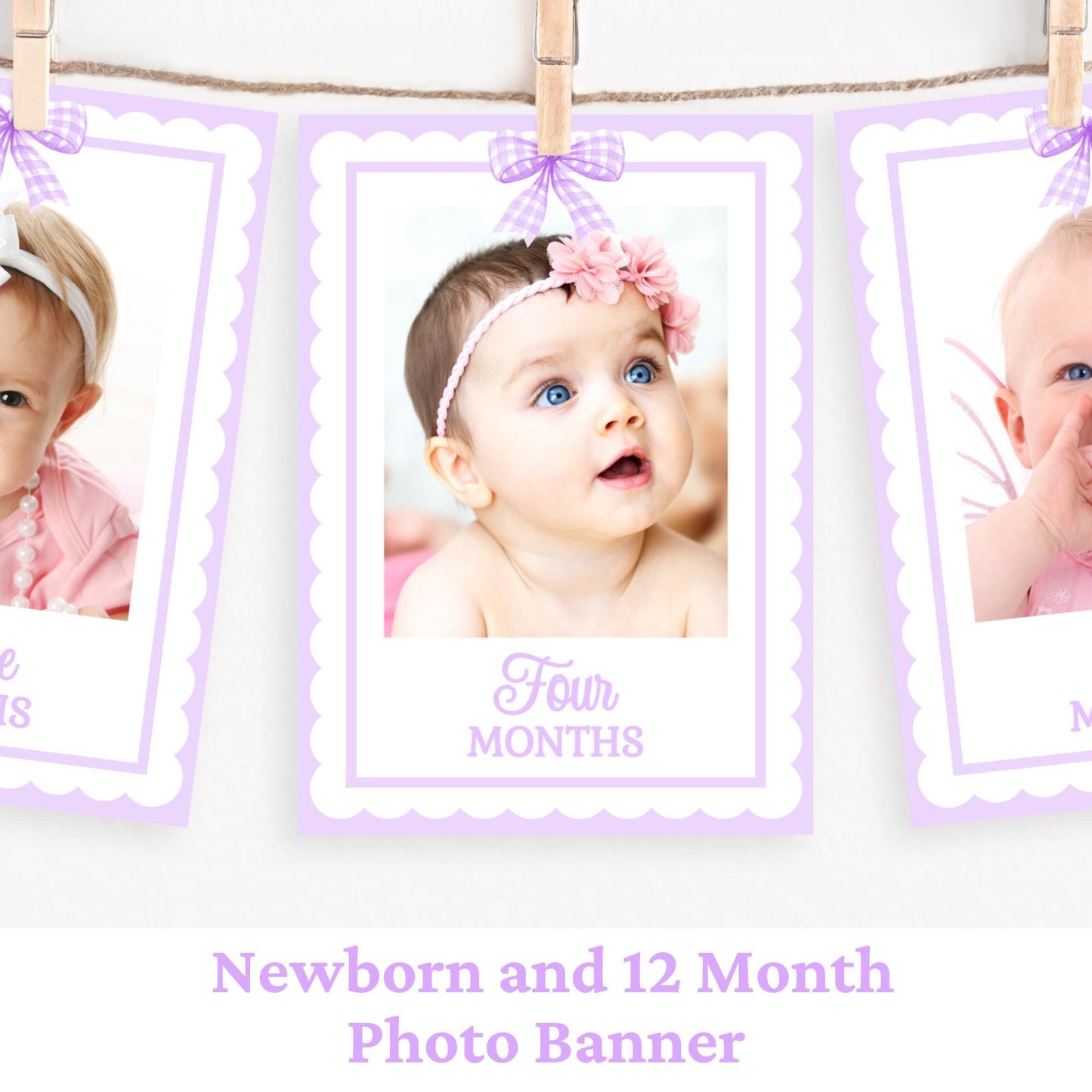 12 Month Photo Banner Download Lavender Birthday Decorations Purple Party Decor Girl 1st Birthday Lavender Birthday Baby Photo Banner PB1 Graphic Tee – Everyday Comfort · Trending Graphic Apparel