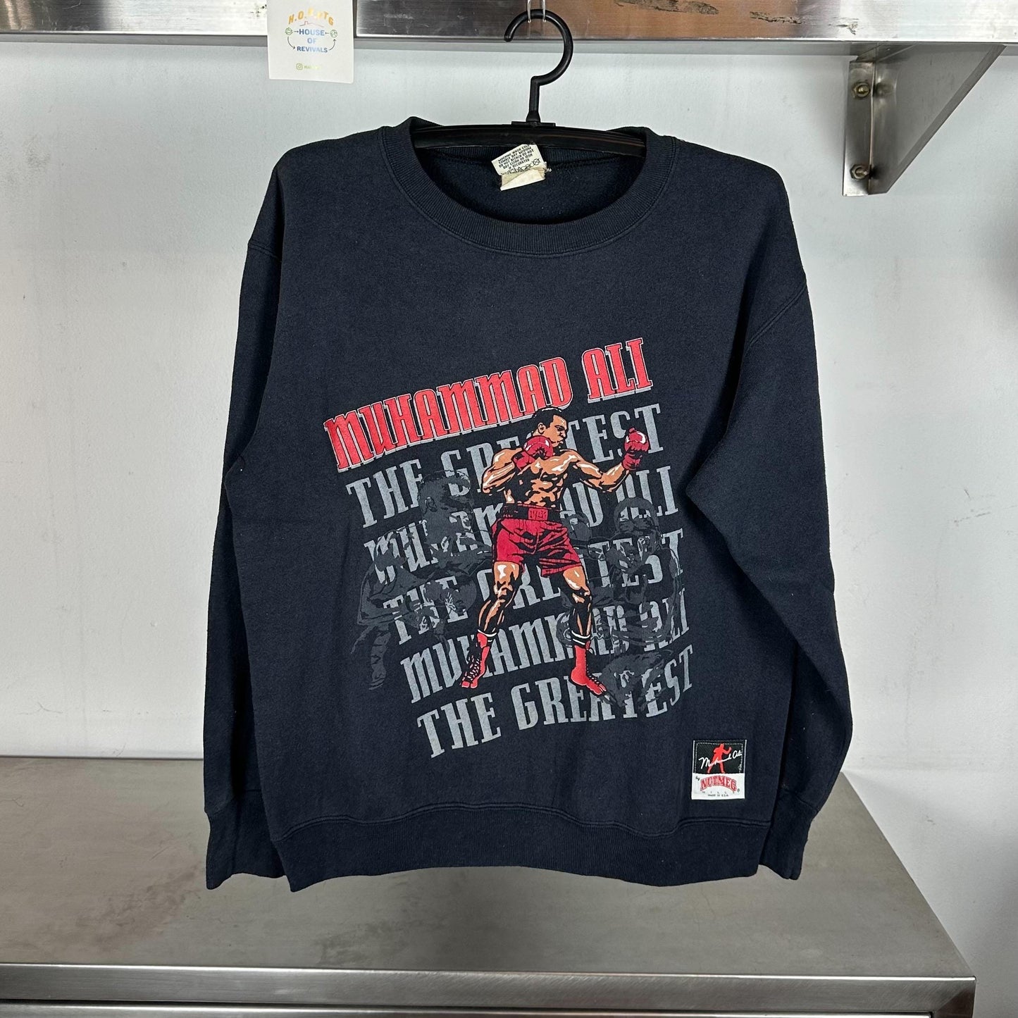 Vintage 90s Muhammad Ali Boxer Nutmeg Large Black Sweater Graphic Tee – Soft Feel · Perfect For Daily Wear