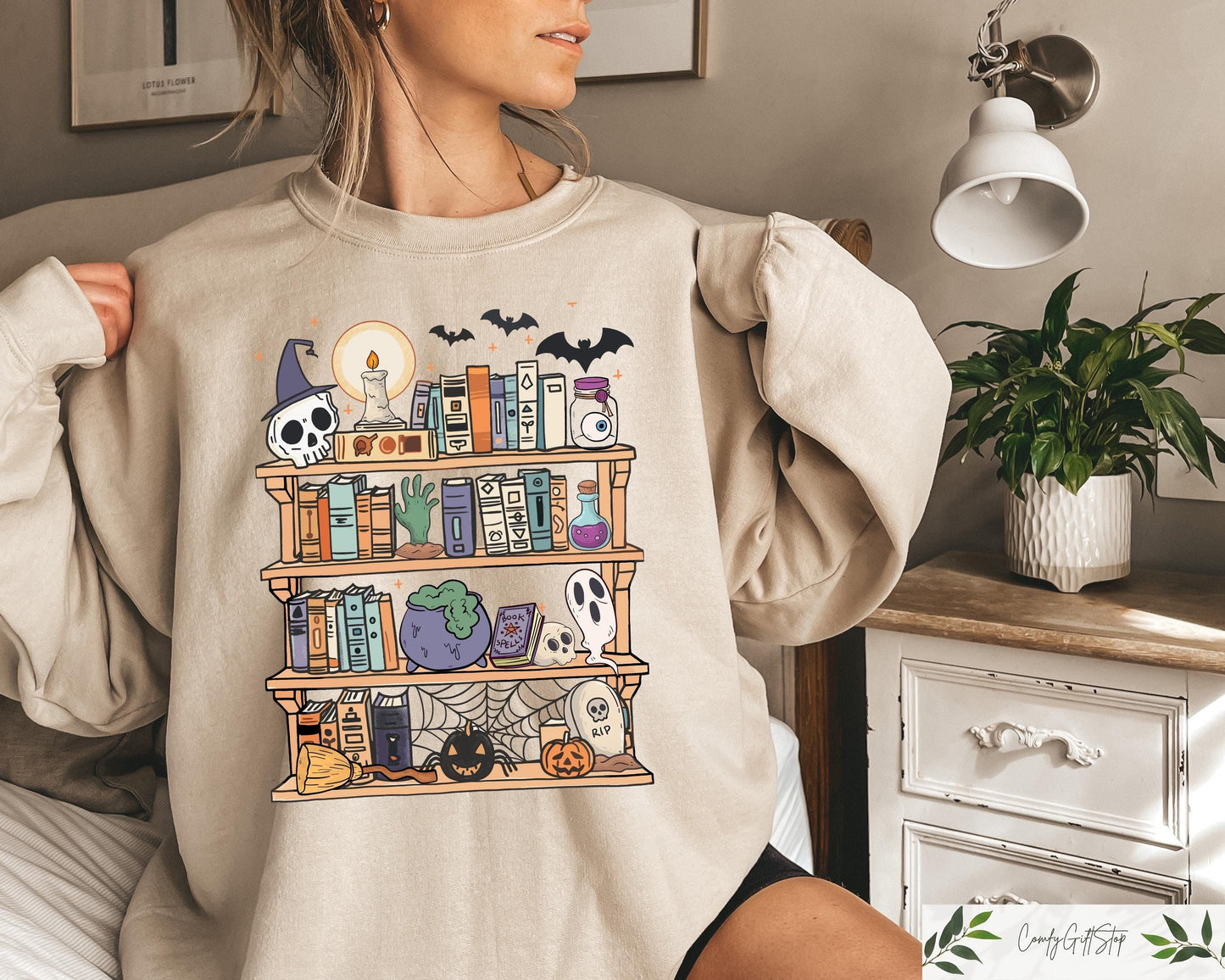 Halloween Retro Ghosts Reading Books Sweatshirt Teacher Librarian Halloween Gift Spooky Season Trendy Shirt Halloween Gift For Book Lover Sweatshirt – Soft Feel · Great Gift For Fans
