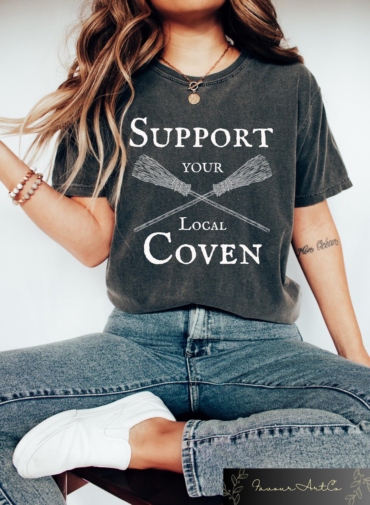 Retro Comfort Support Your Local Coven Tshirt Halloween Tee Witch Sweatshirt Halloween Gift Witchy Aesthetic Sweater Witchcraft T Shirt Sweatshirt – Easygoing Wear · Trending Graphic Apparel