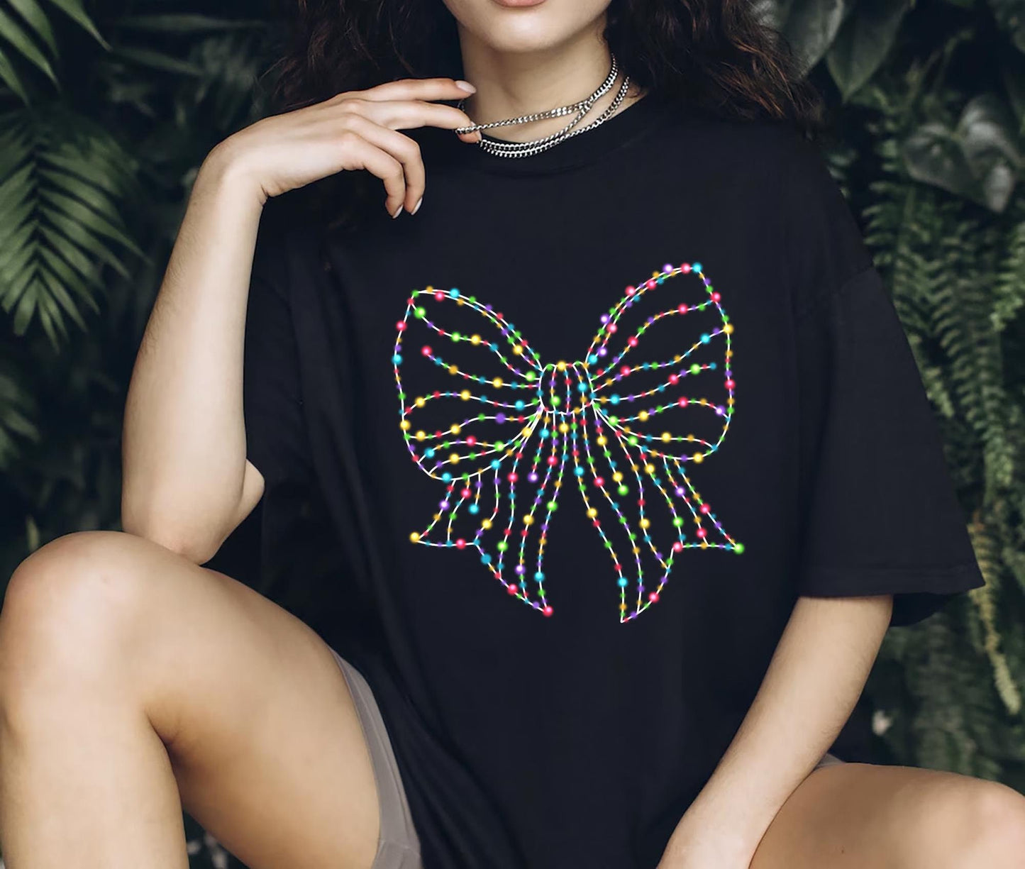 Christmas Light Coquette Bow T Shirt Retro Christmas Shirt Christmas Season Tee New year Gift Christmas Light Christmas Sweatshirt Sweatshirt – Fan Favorite · Trending Graphic Apparel