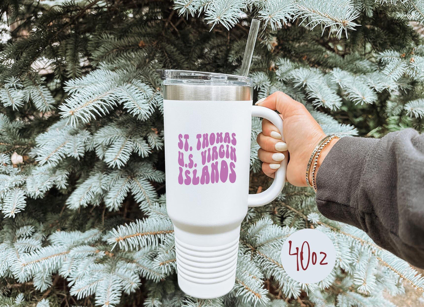 St Thomas US Virgin Islands Tumbler 40oz Cup With Straw Gifts Insulated Cup Travel Mug Graphic Tee – Bold Style · Great Gift For Fans