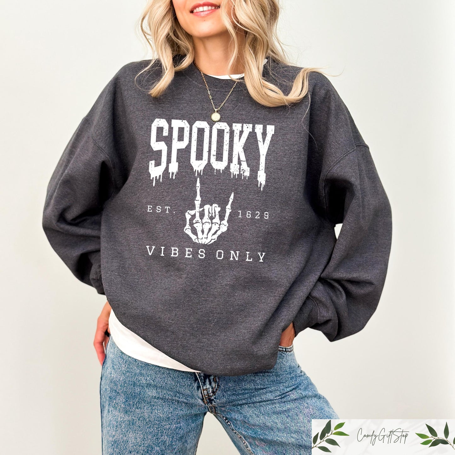 Retro Comfort Halloween Sweatshirt Spooky Vibes Halloween Hoodie Skeleton Hand Halloween Tshirt Spooky Season Skeleton Sweater Hoodie – Easygoing Wear · Top Pick For Any Outfit