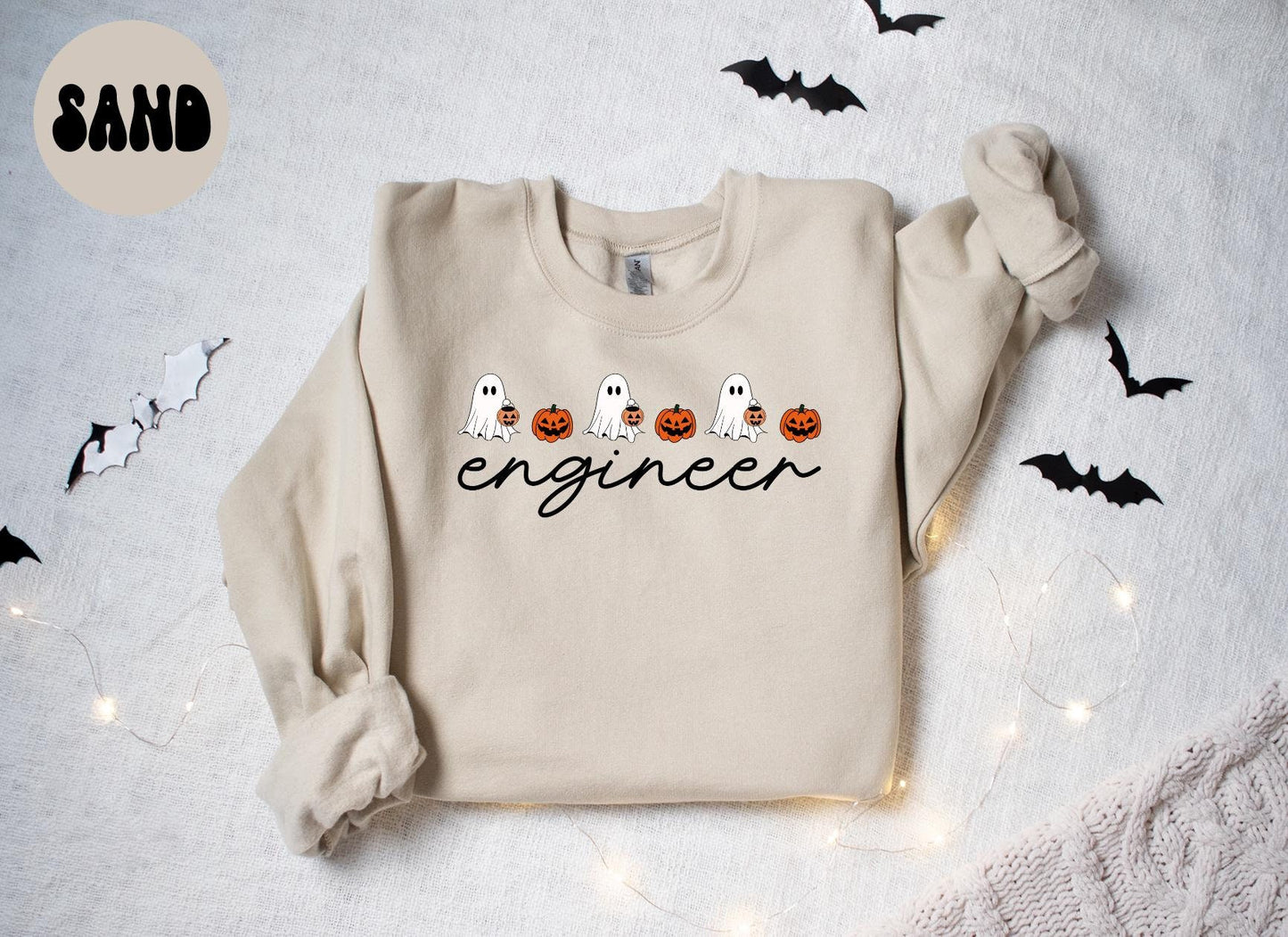 Engineer Halloween Ghost Pumpkin Sweatshirt Gifts for Her Funny Sweater Shirt Cozy Comfy Unique Sweatshirt – Cozy Vibes · Top Pick For Any Outfit