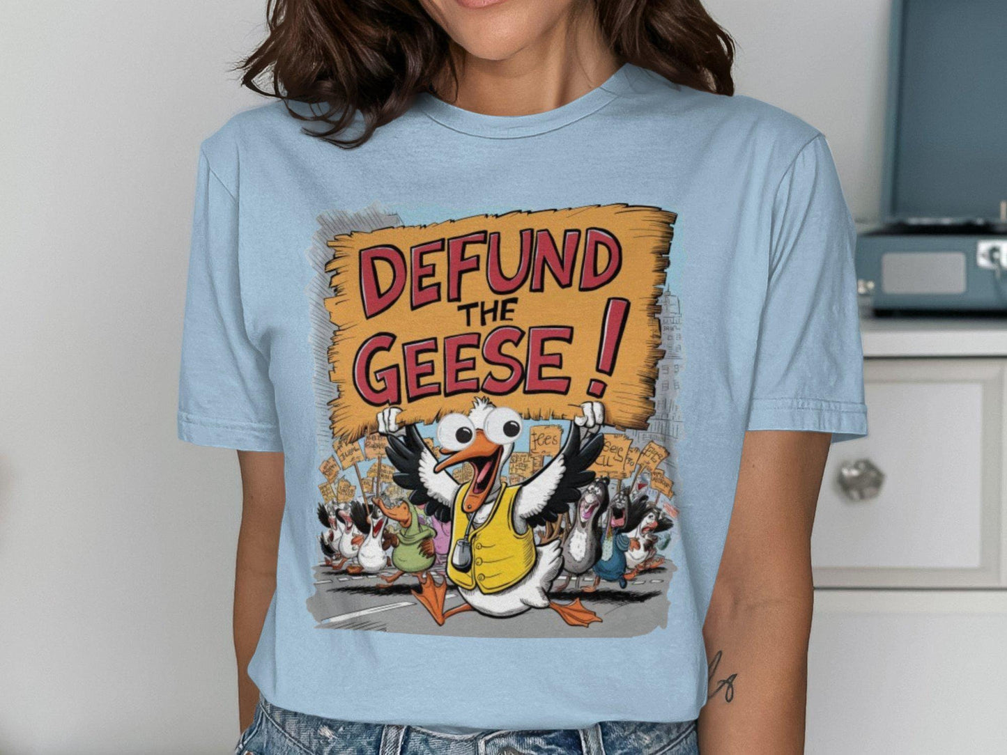 Funny Goose Protest Shirt Defund The Geese T Shirt Animal Rights Graphic Tee Sarcastic Humor Clothing Novelty Statement T Shirt Graphic Tee – Feel-Good Design · Great Gift For Fans