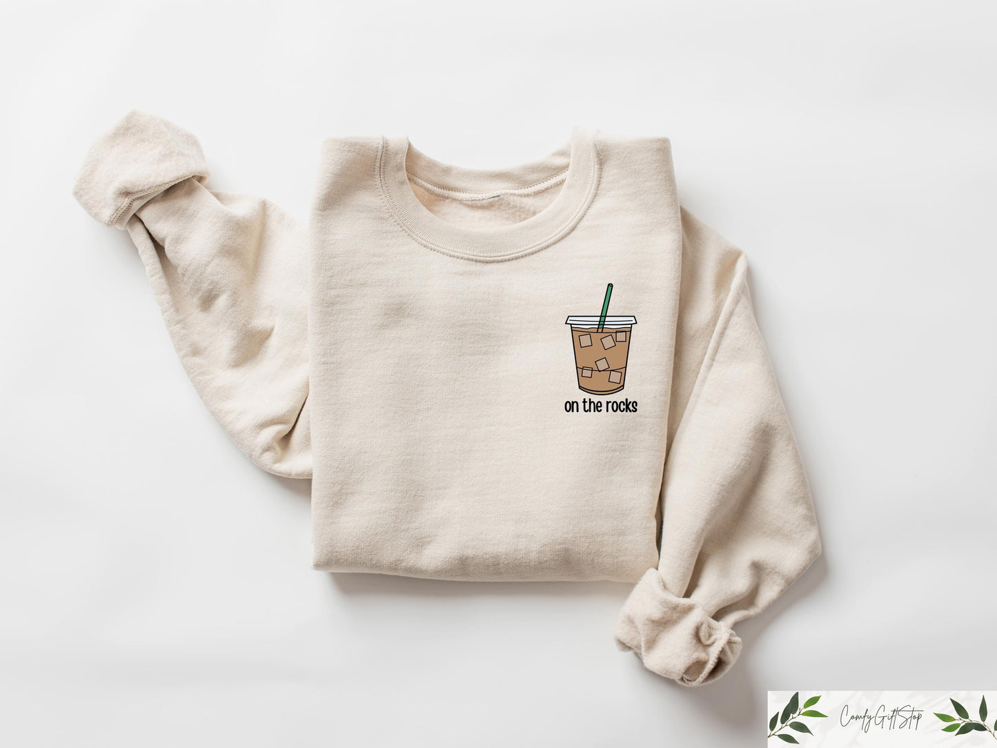 On The Rocks Coffee Sweatshirt Coffee Lover Tshirt Ice Coffee Tshirt Latte Lover Crewneck Fall Coffee Sweatshirt Aesthetic Woman Tee Sweatshirt – Fan Favorite · Must-Have Style