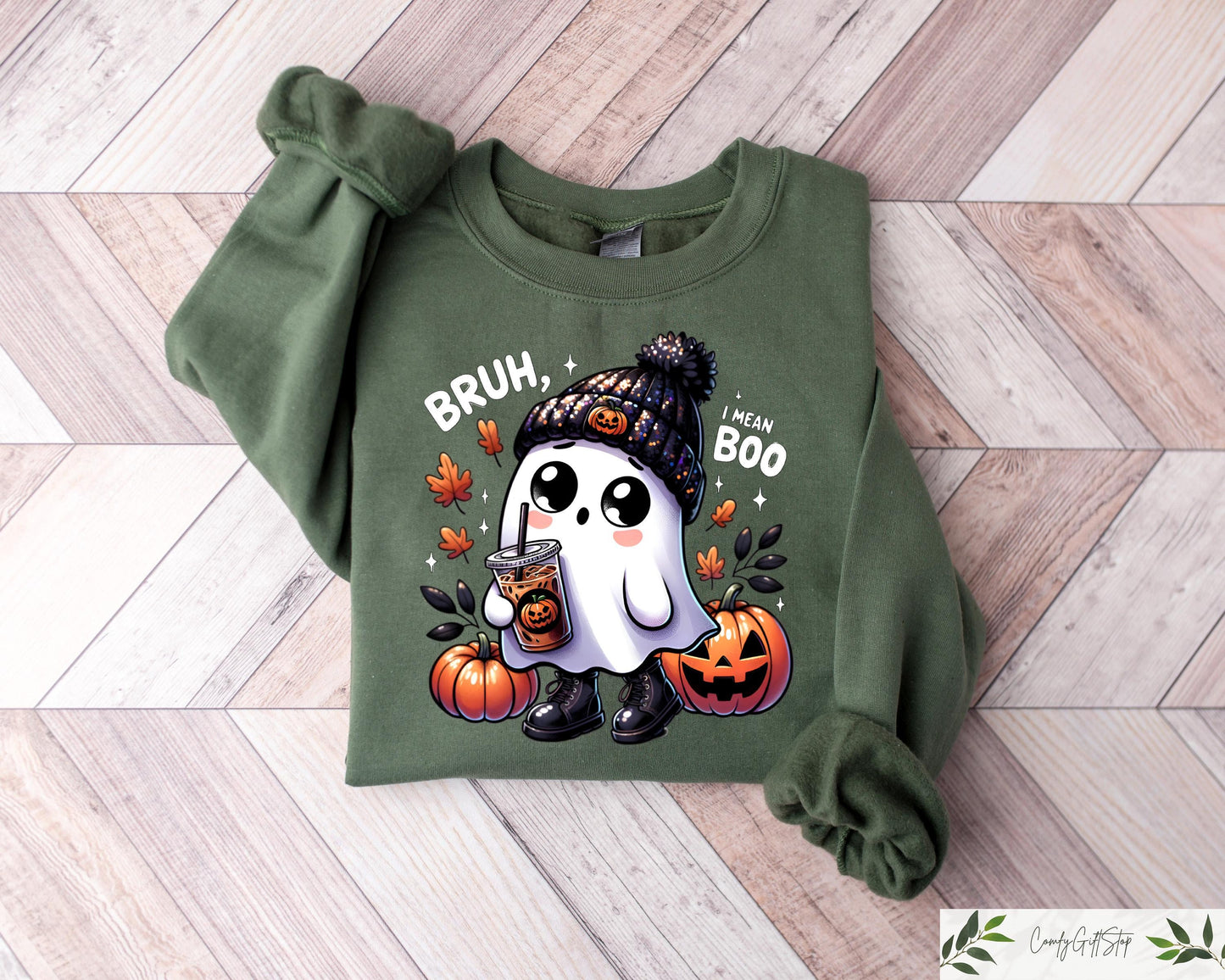 Bruh I Mean Boo Ghost Sweatshirt Ghost Halloween Coffee Tshirt Halloween Party Costume Halloween Gift Spooky Season Shirt Sweatshirt – Fan Favorite · High-Quality Print
