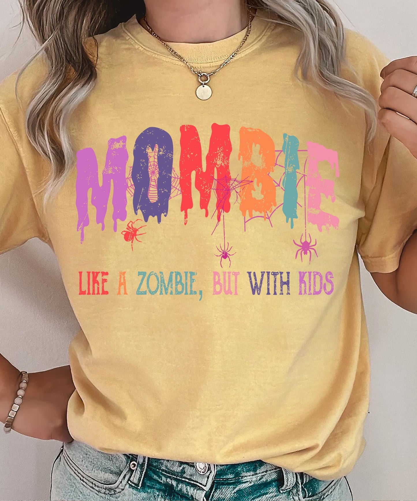 Funny Mombie Halloween Shirt for Moms Zombie Mom Graphic Tee for Tired Moms with Kids Cute Halloween Mombie T Shirt for Mothers Graphic Tee – Premium Graphic · High-Quality Print