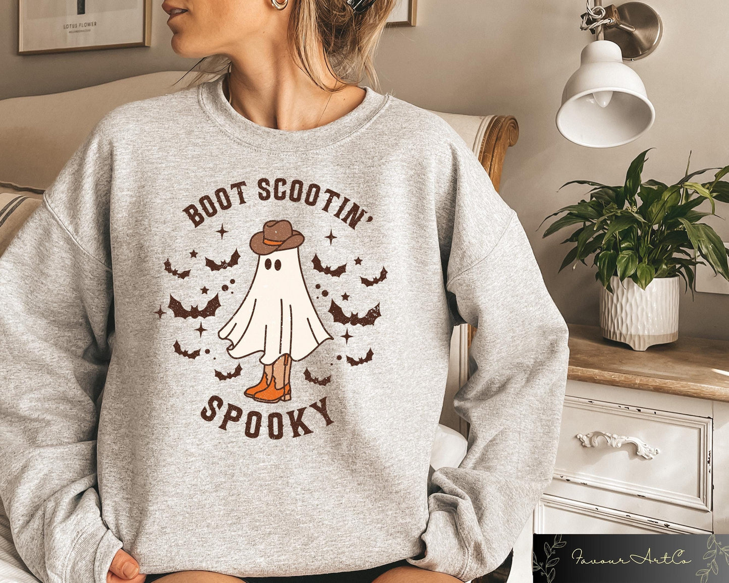 Retro Boot Scootin Spooky Sweatshirt Halloween Tshirt Western Ghost Sweater Cowboy Halloween Shirt Cute Spooky Shirt Halloween Gift Sweatshirt – Everyday Comfort · High-Quality Print