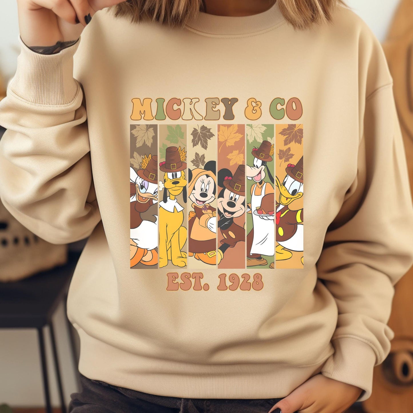 Mickey and Friends Happy Thanksgiving Shirt Disney Fall Vibes Family Matching Sweatshirt Disneyland Fall Autumn Trip Gift Cozy season Sweatshirt – Soft Feel · Must-Have Style