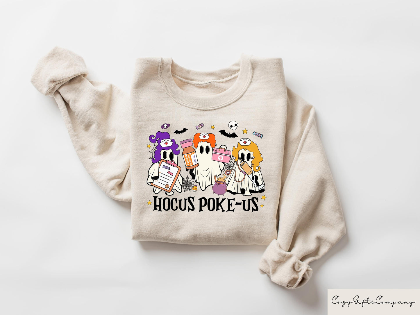 Hocus Poke us Witch Nurse Halloween Shirt Medical Lab Tech Halloween Sweatshirt Scary ER Crew Shirt Spooky Health Professional Tshirt Sweatshirt – Warm & Stylish · High-Quality Print